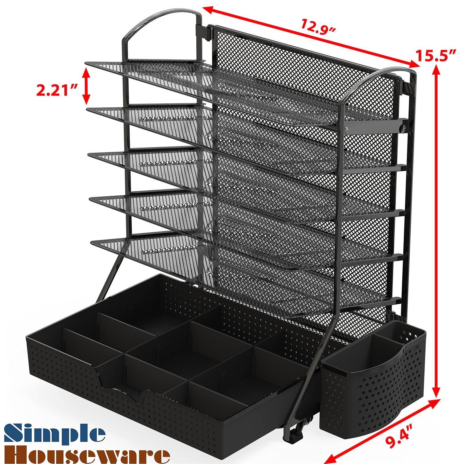 Simple Houseware 6-Tier Desk Document File Tray Organizer with Supplies Slidi…