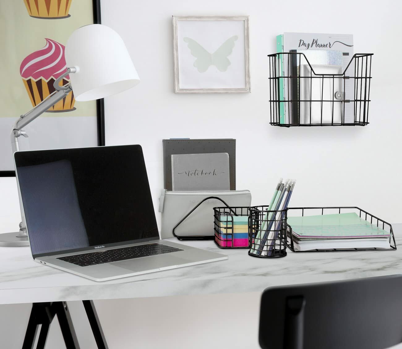 Sorbus 5 in 1 Desk Workspace Organizer Set for Home or Office (Wire Metal Black)
