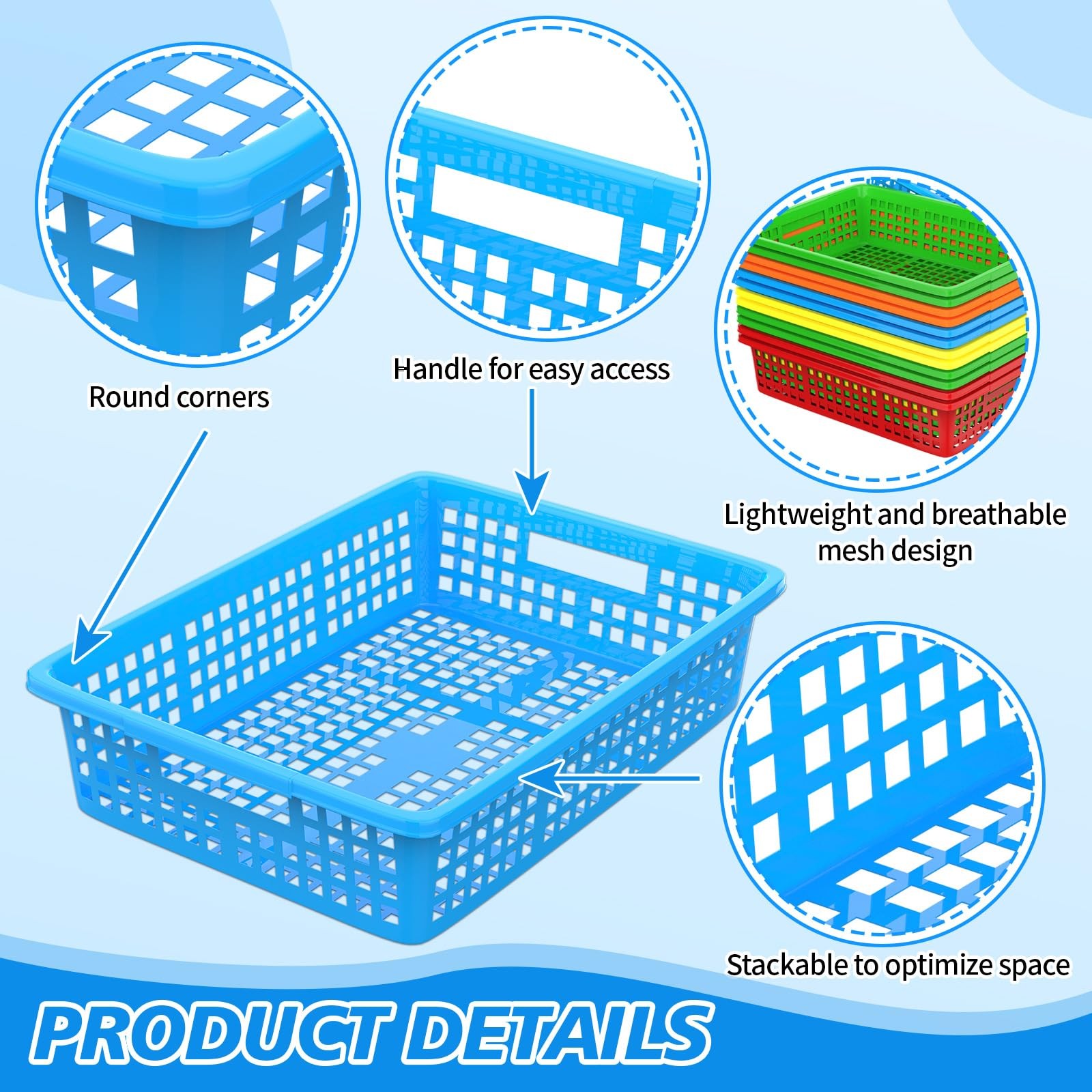 13.5×10 Inch Letter Size A4 Plastic Paper Trays Storage Baskets 10 PCS