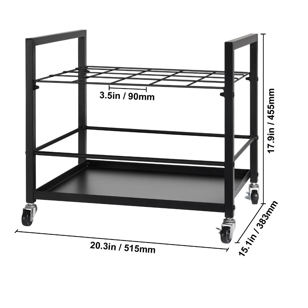 20-Slot Mobile Metal Blueprint Cart with Casters for Maps & Posters