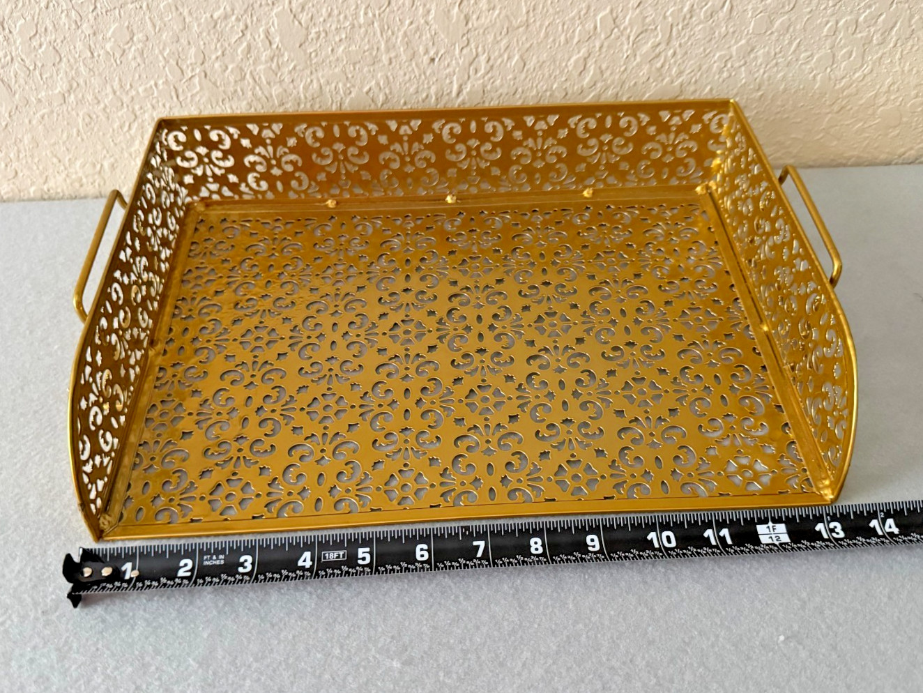 Gold Metal GLITZ Filigree Desk Accessory 3 Piece Set Letter Caddy Pen Holder