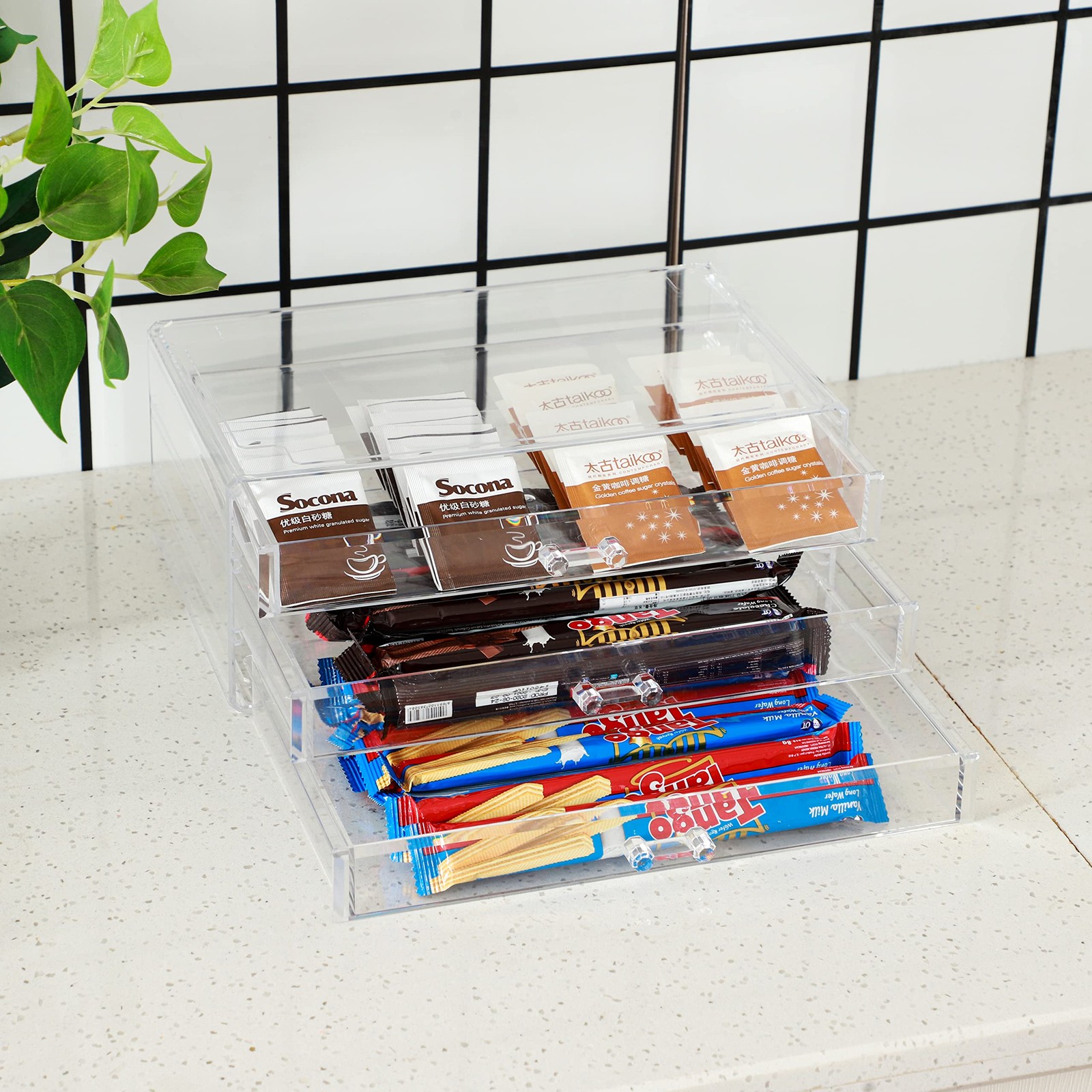 Cq acrylic 1 Pack Clear Acrylic Drawer Organizer 3 Long Drawer,