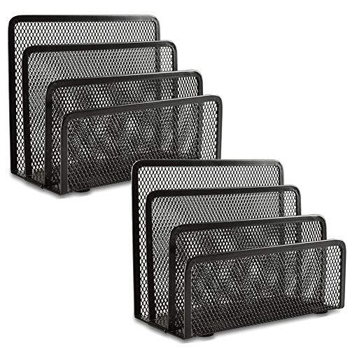 EASEPRES Desk Mail Organizer Office Small Letter Sorter Desktop 2 Pack Black