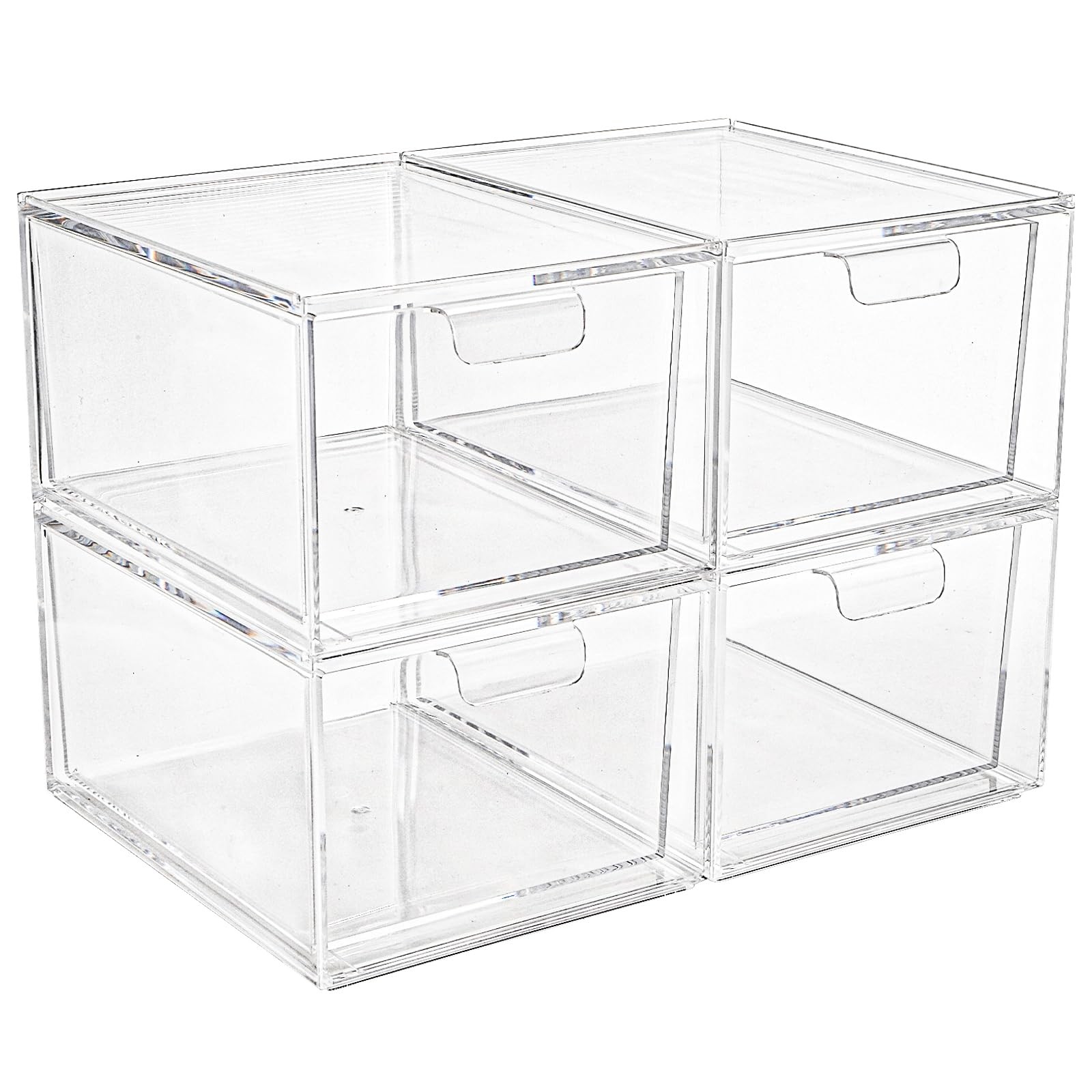 Foraineam 4 Pack Stackable Storage Containers Makeup Organizer Drawers, Clear