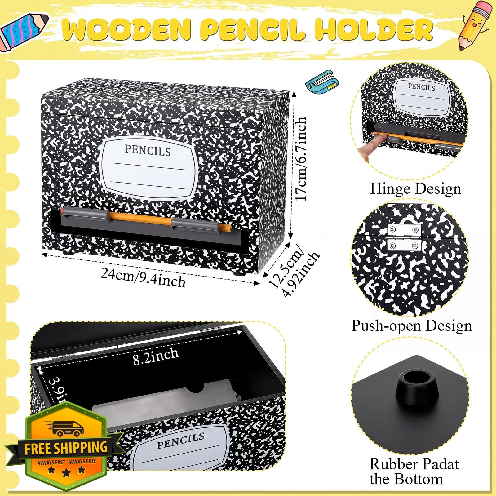 Yalikop Notebook Black Pencil Dispenser