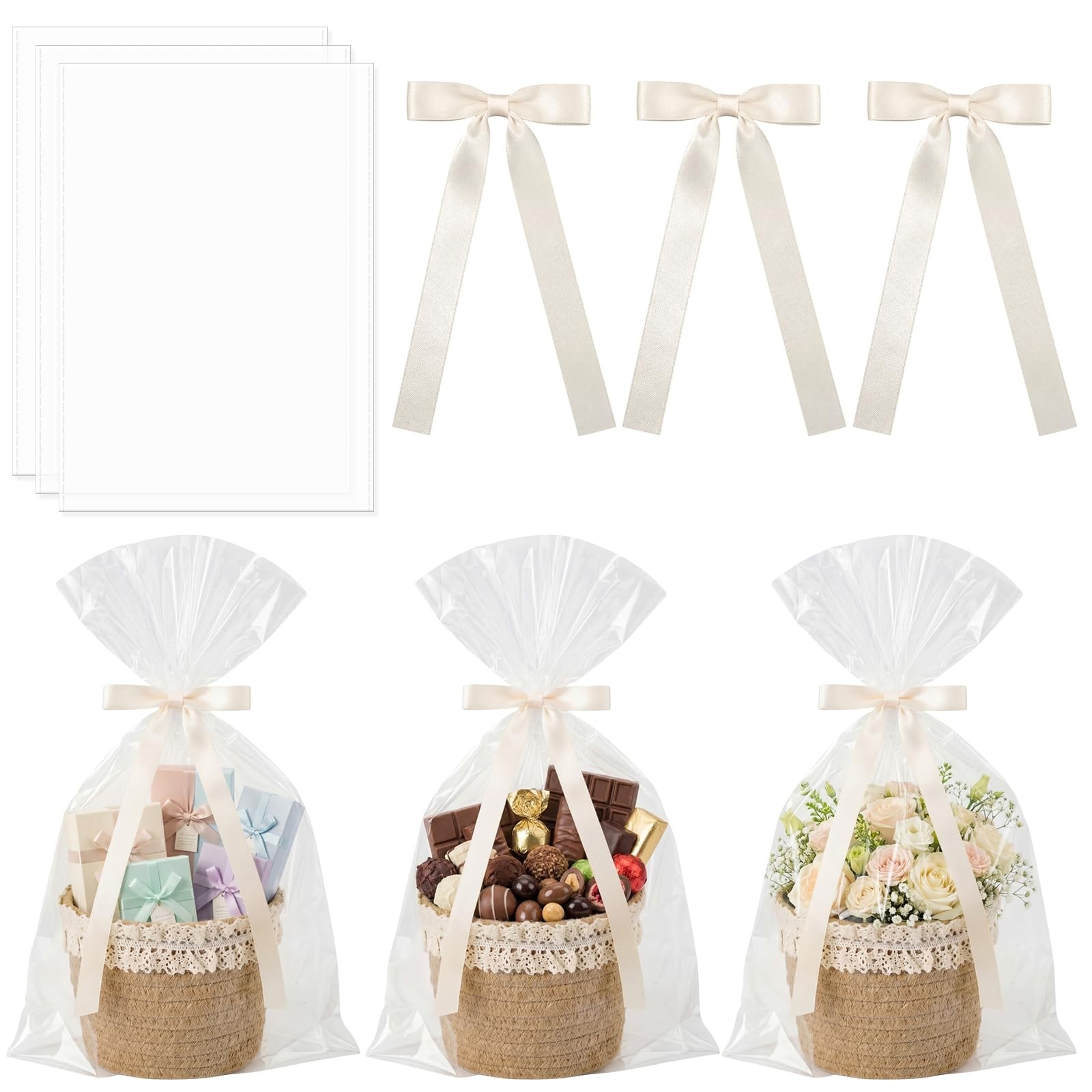 3 Pcs Small Woven Basket, Empty Gifts Basket with 1 count (Pack of 3), Khaki