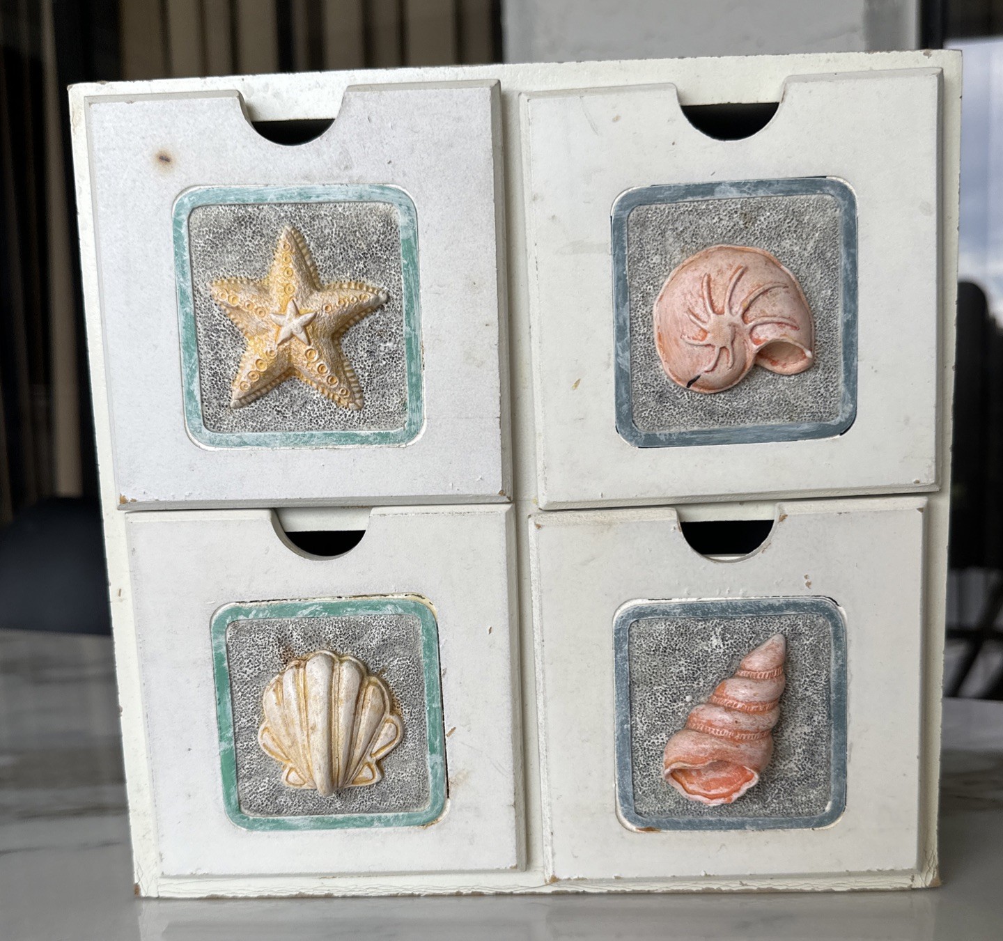 Coastal Beach-Themed Mini Drawer Organizer – Seashell Design