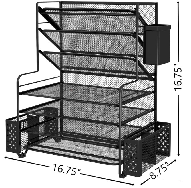 Organizador de archivos de escritorio de 7 niveles con portalápices (Negra) NEW