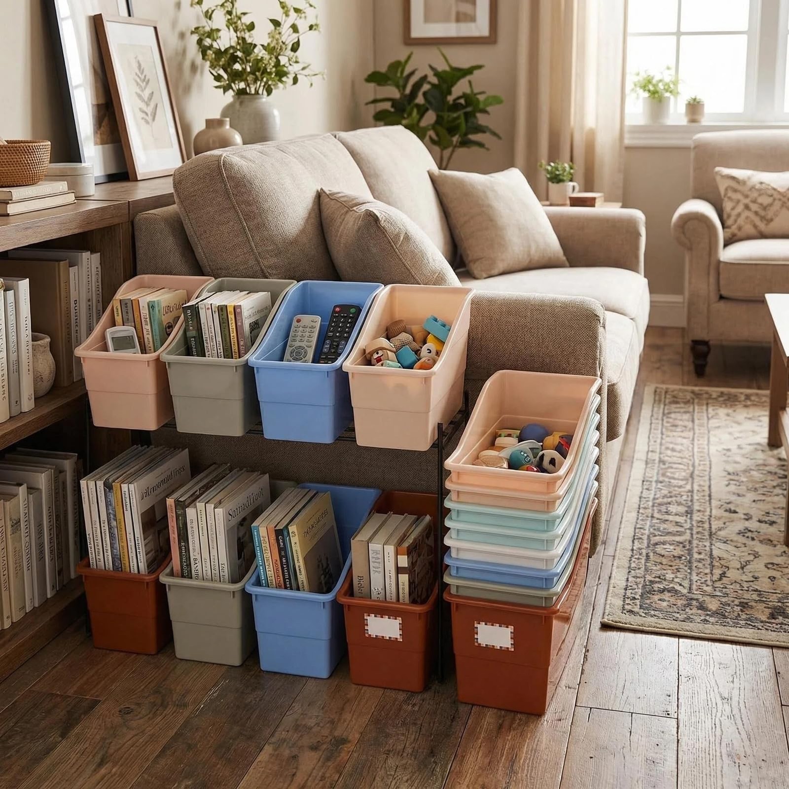 6 PCS Magazine Holders Book Bins Plastic Binder Organizers Pastel Colors