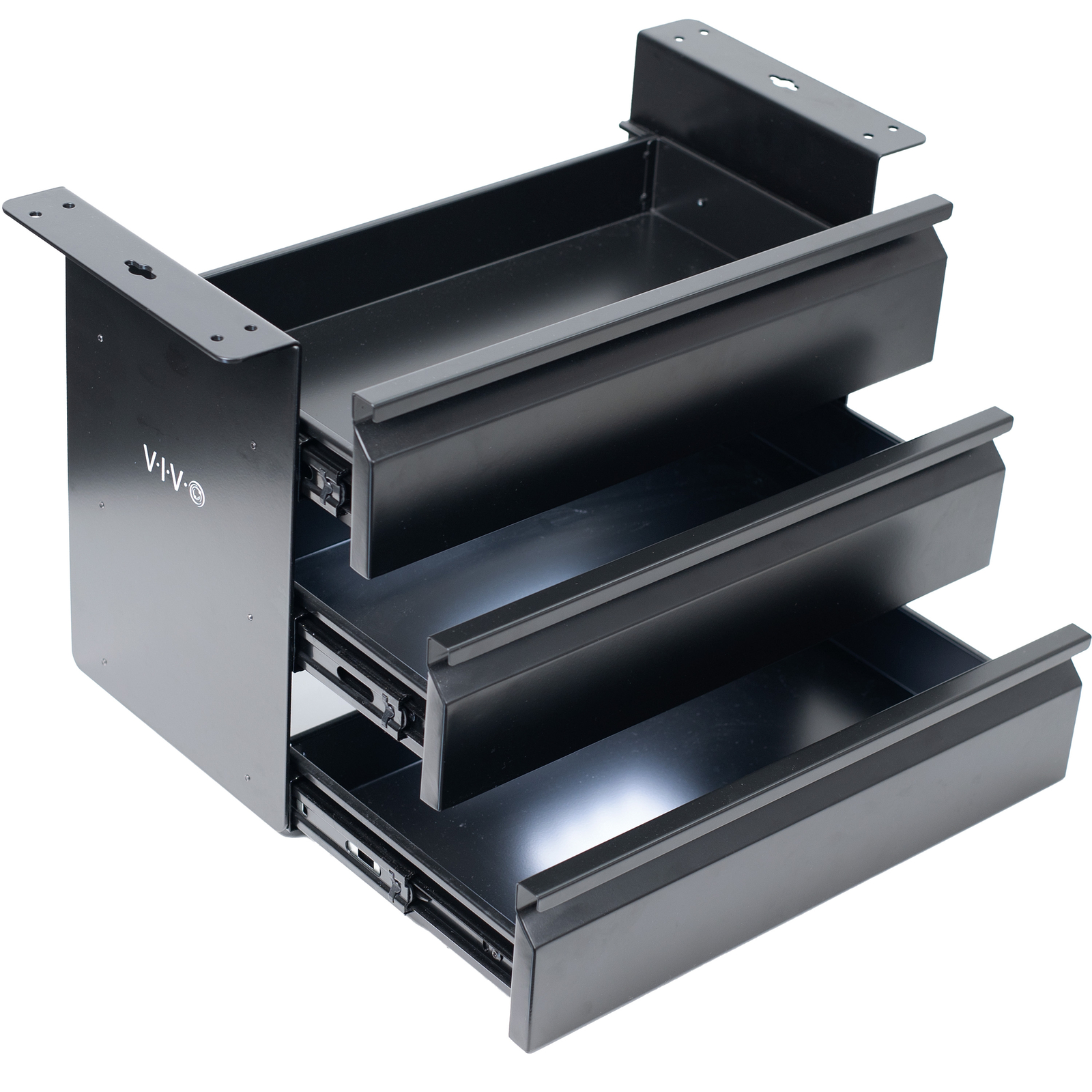 VIVO Black 3 Level 16″ Pull Out Under Desk Storage Drawer Set