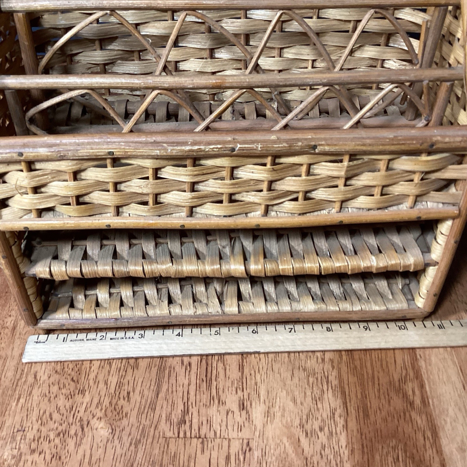 Wicker Rattan Desk Top Letter/Bill Office Work Organizer Boho Hong Kong