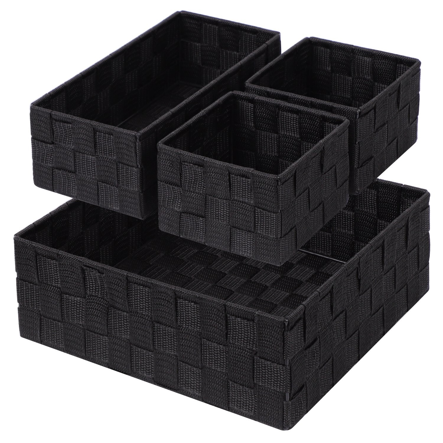 4 PCS Woven Storage Small Black Baskets Cube Bin Container for Organizing,Drawer