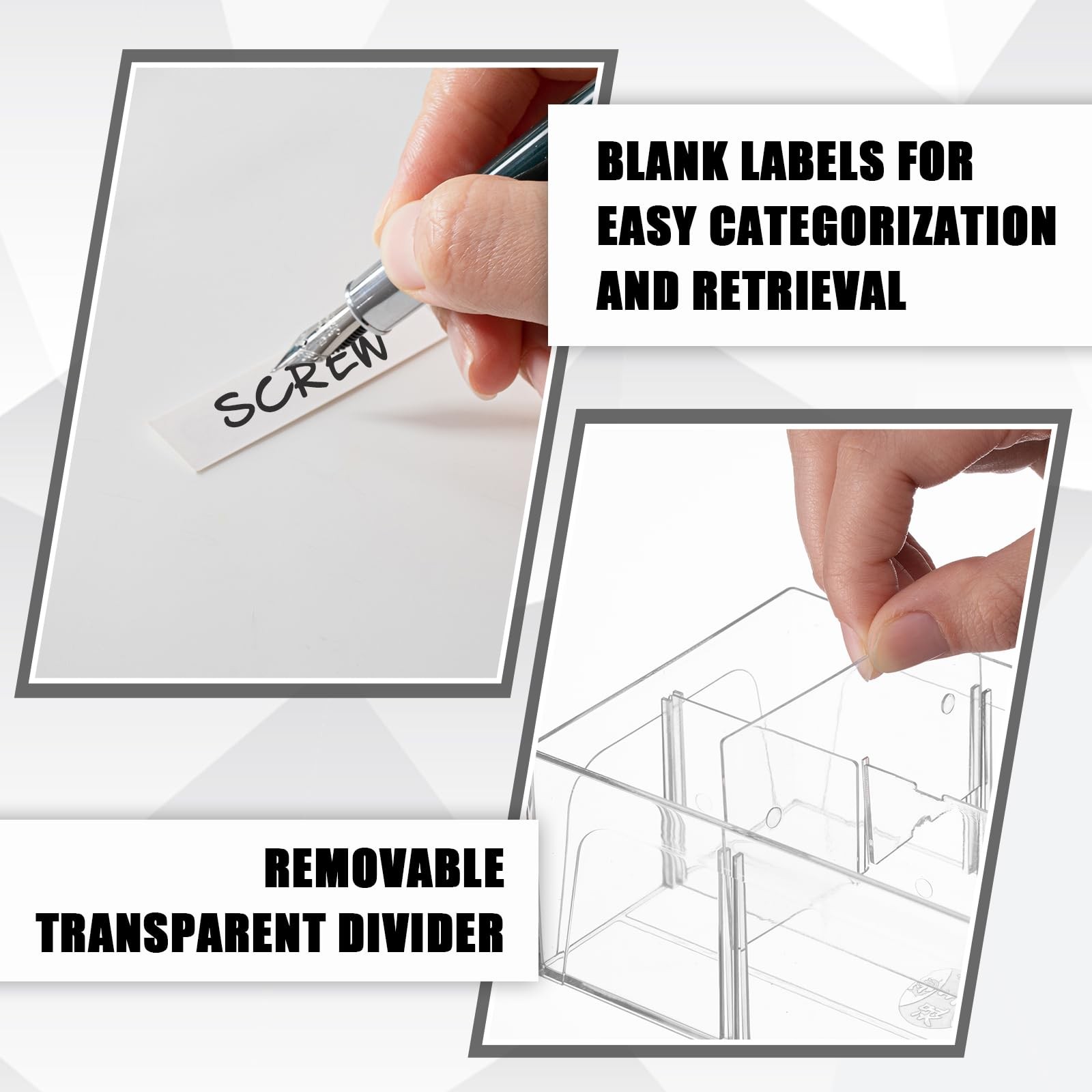 20 Pcs Stackable Drawer Screw Organizers with 60 Clear Dividers and 20 Tag Ca…