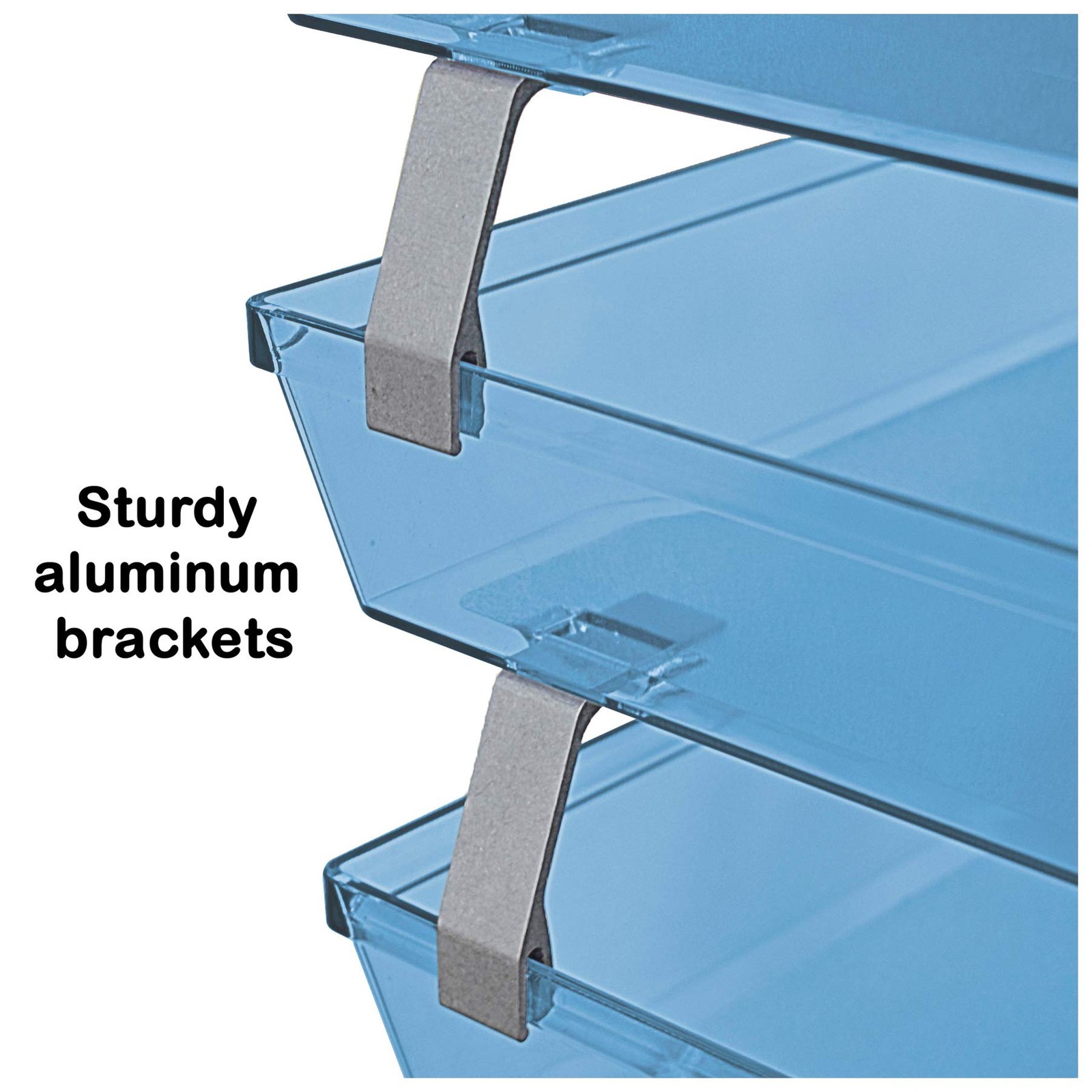3 Tier Letter Tray Front Load Letter Size A4 Desktop File Organizer Clear Blue