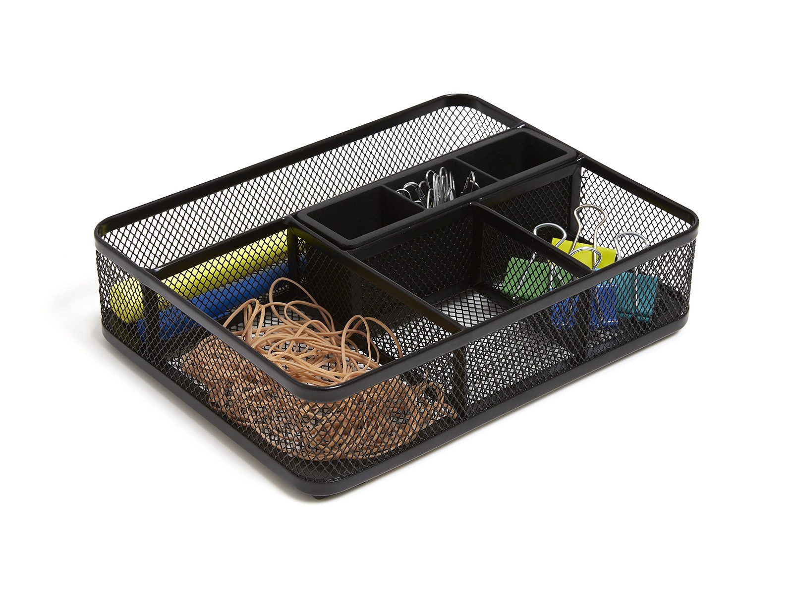 TRU RED Mesh Drawer Organizer, 7‑Compartment, Matte One Size, Black