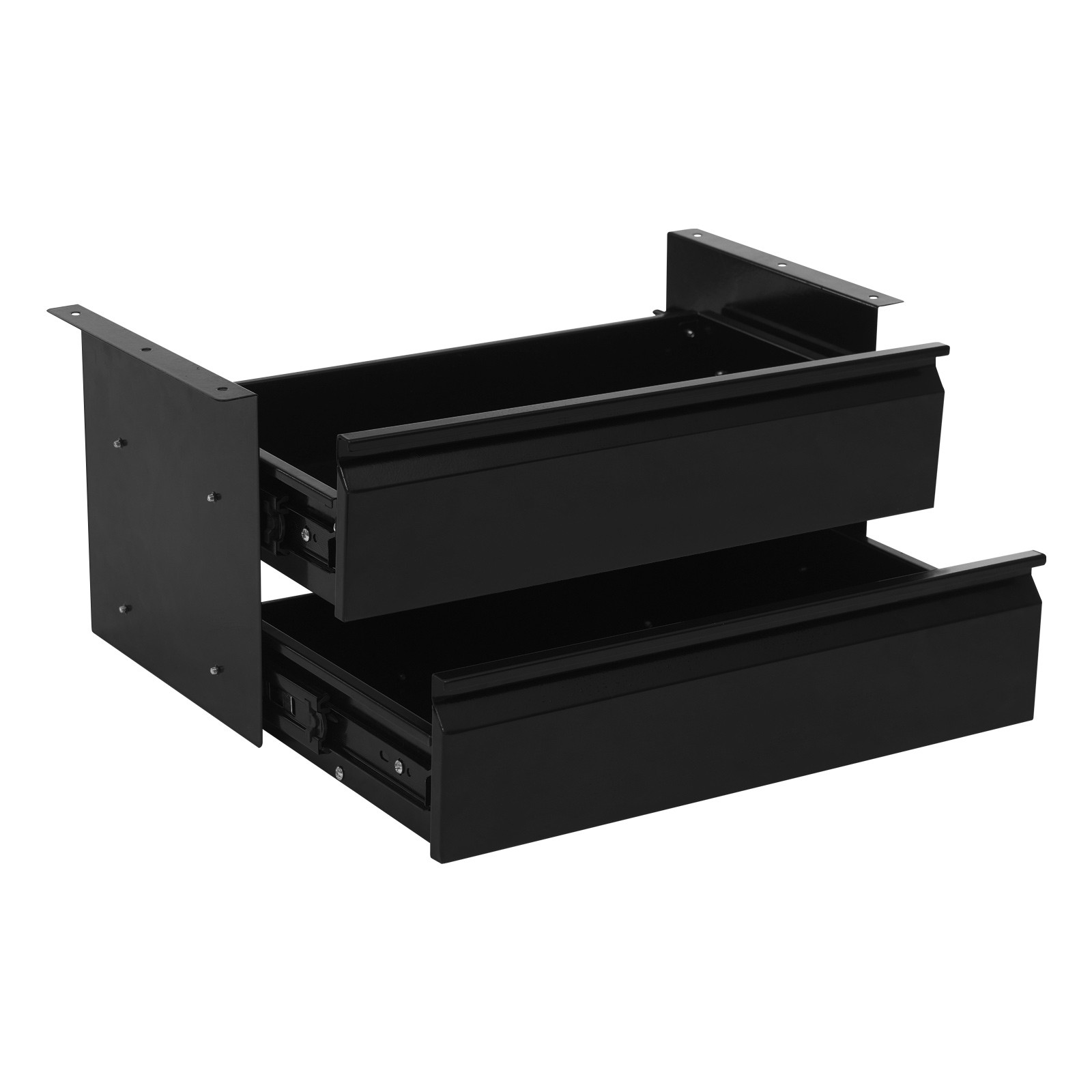 Black Dual Level 16″ Pull Out Under Desk Storage Drawer Set