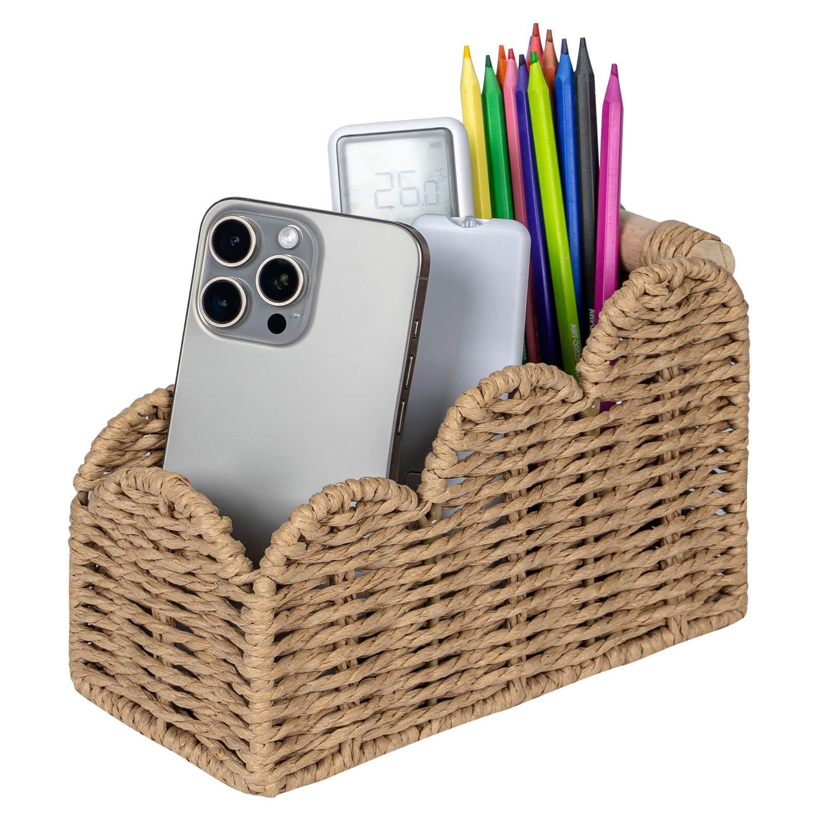 Bedside Table Desk Organizer Caddy, Remote Pen&Pencil Holder Cup, Makeup Brus…