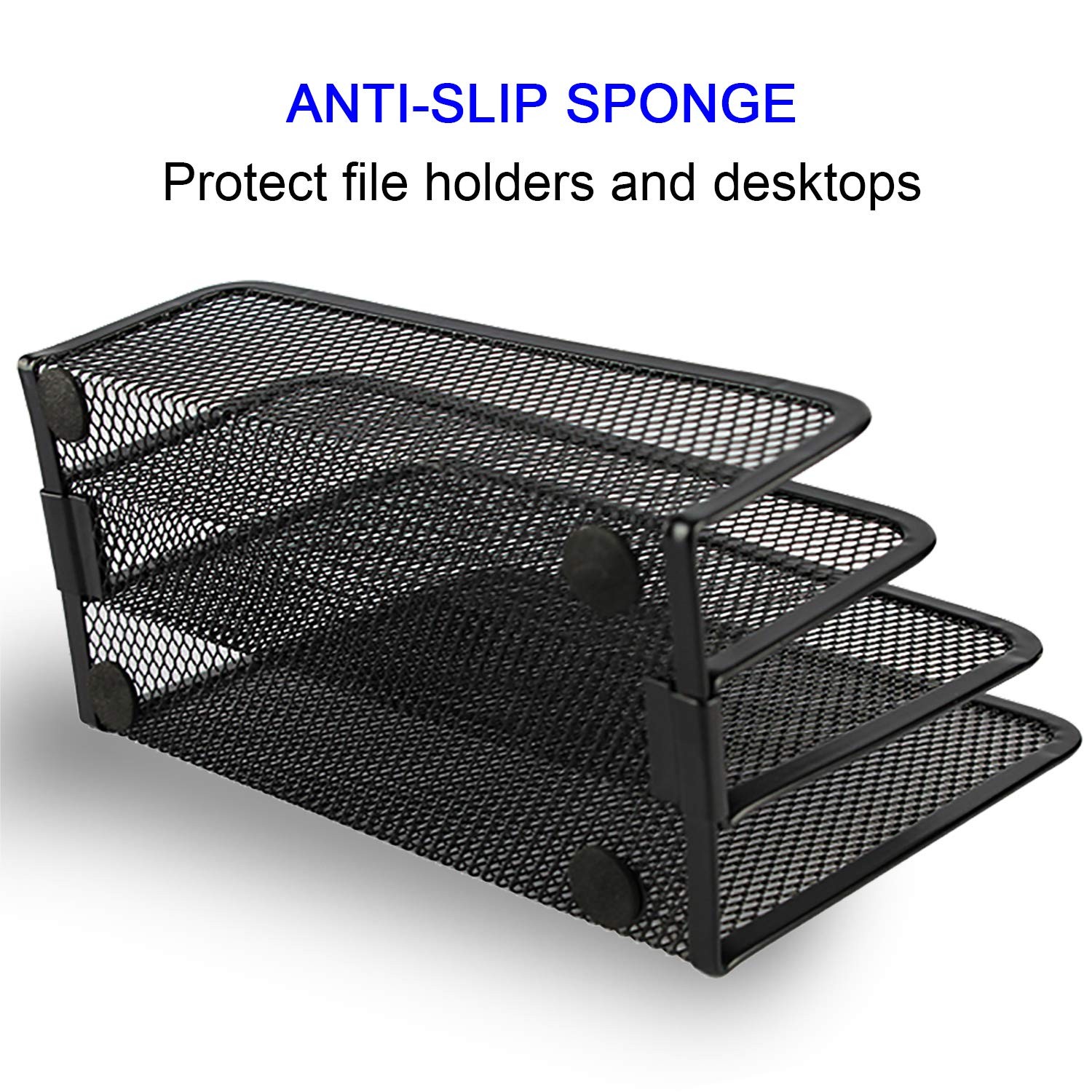 Desk Mail Organizer, File Holder Letter Sorter with 3 Vertical Upright Metal Mes