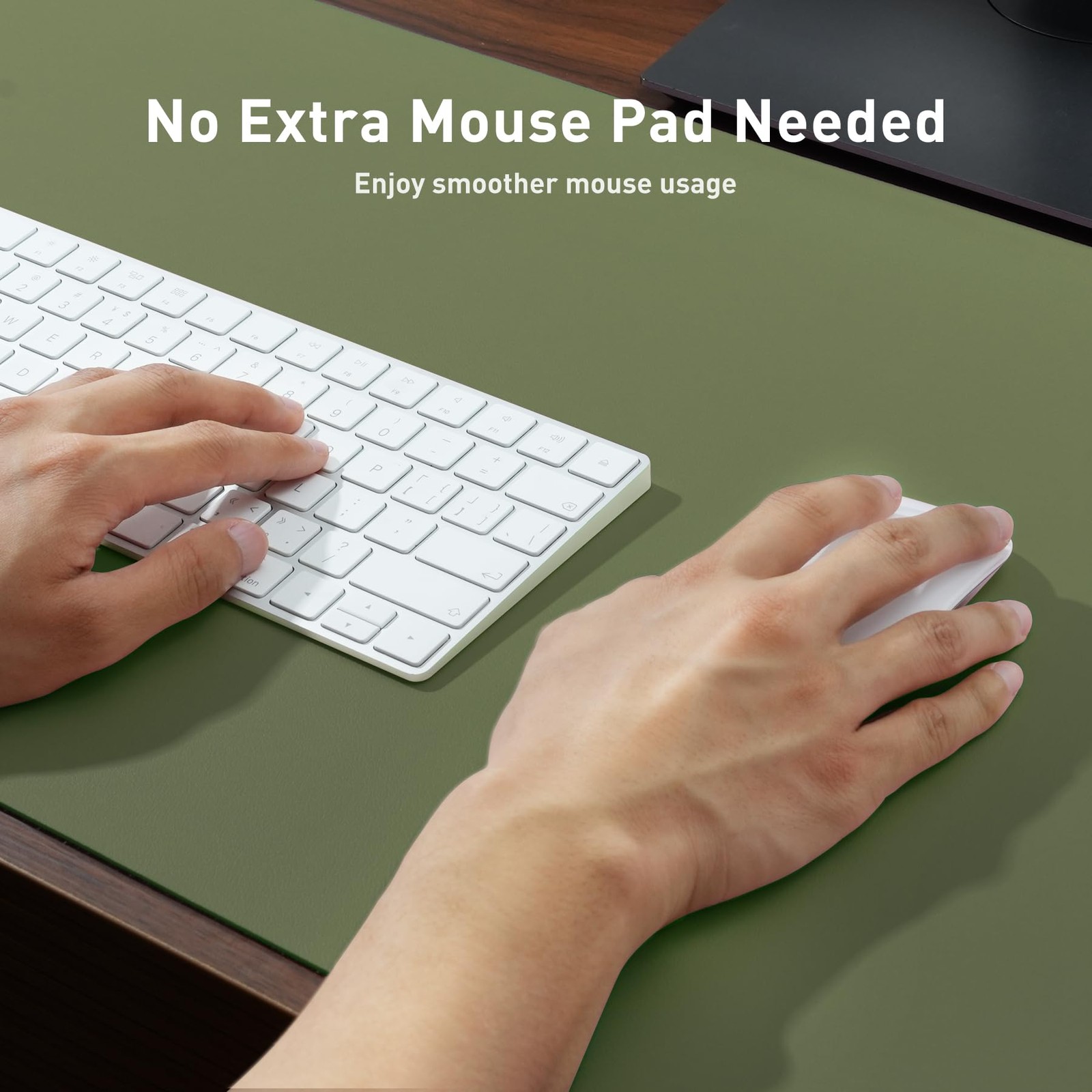 Aothia Desk Protector Mat, Mouse Pad, Non-Slip 23.6″ x 13.7″, Olive Green