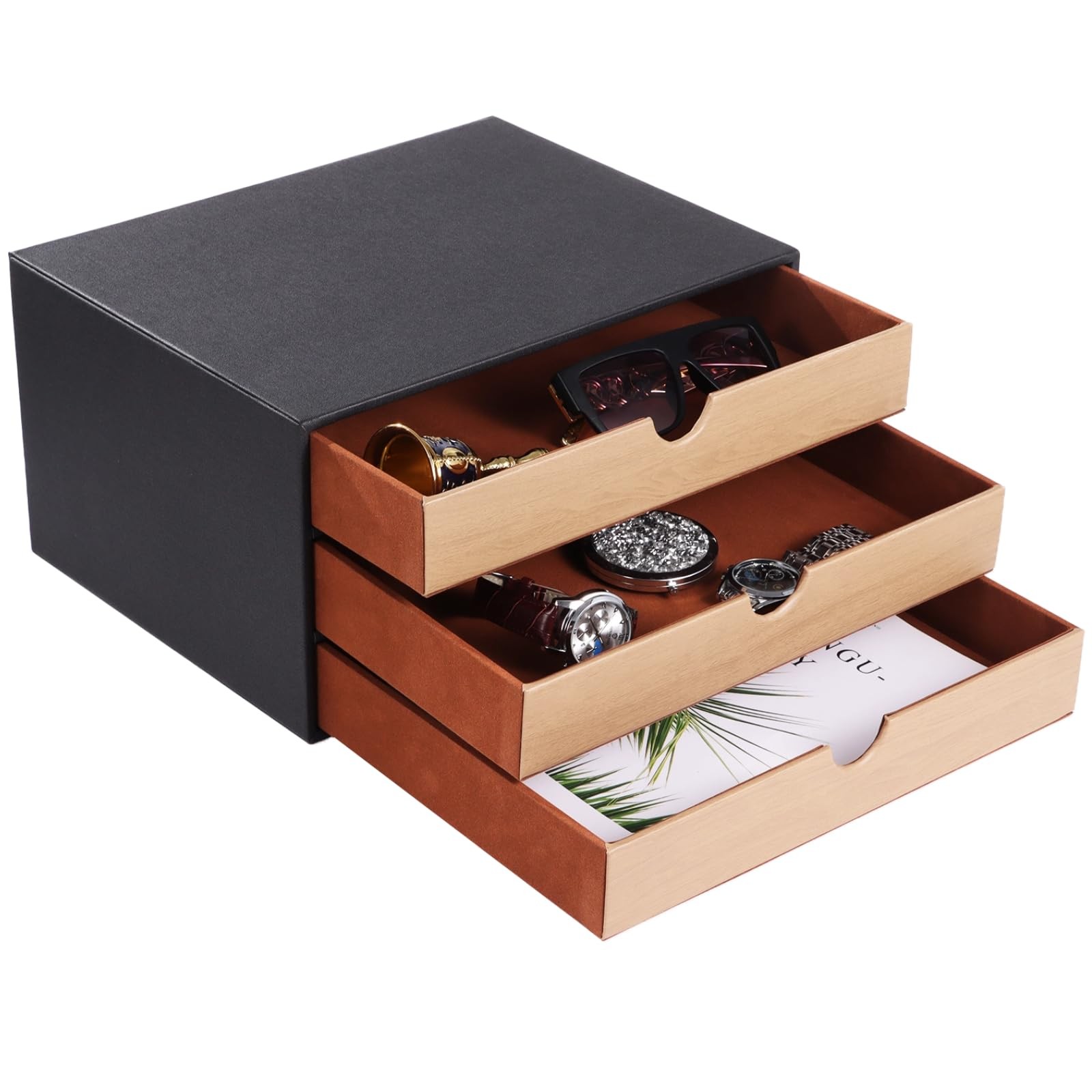 Desk Organizer with Drawers, Leather Desk Organizer File Cabinet Executive Of…