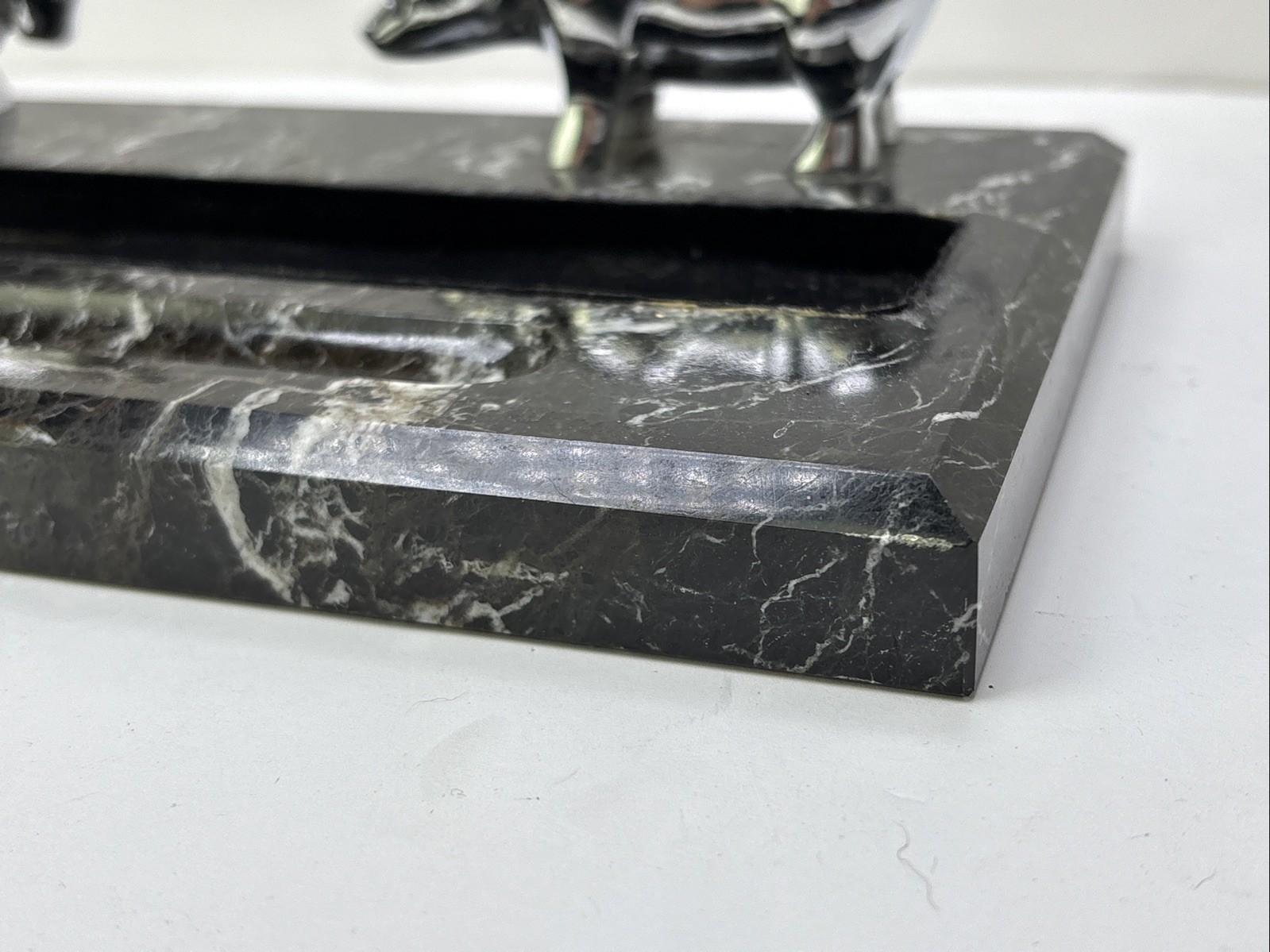 Wall Street Black Marble Bull and Bear Desk Organizer by Bey Berk International