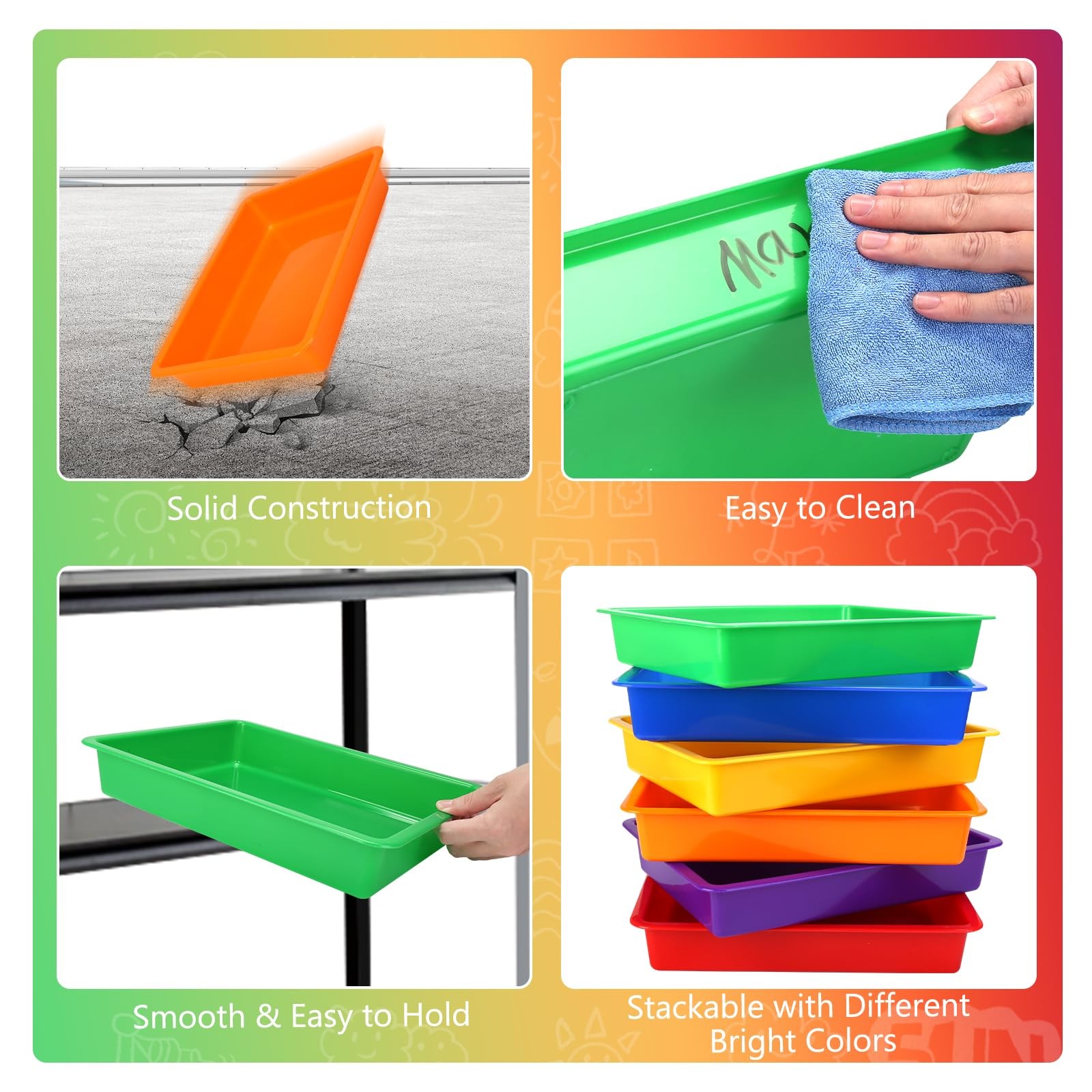 Plastic Paper Trays for Classroom, 6 Pack Colorful Classroom Turn in Bins, Th…