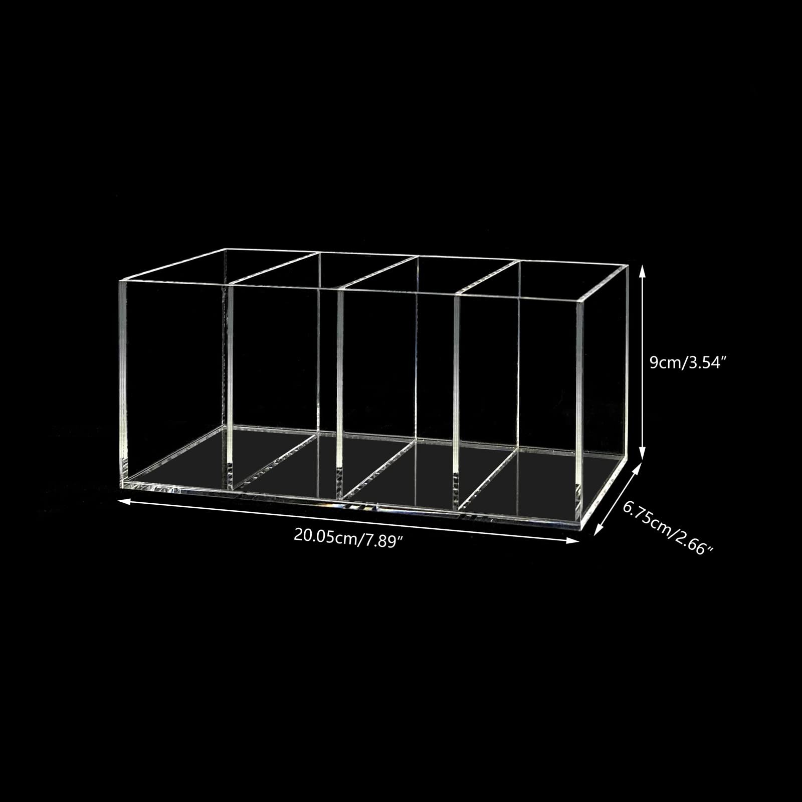 HSYMQ Acrylic Pen Holder 4 Compartments Clear Pencil Transparent