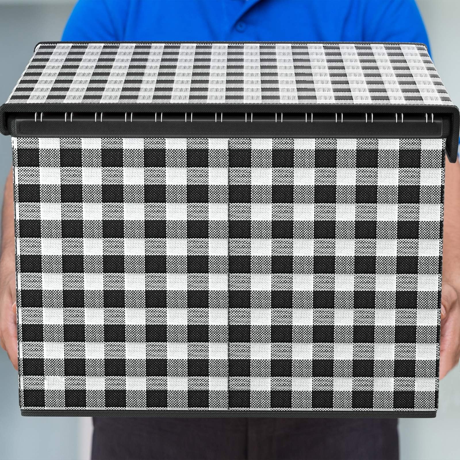 Huolewa File Organizer Box 1 pack – without folders, Black & White Lattice