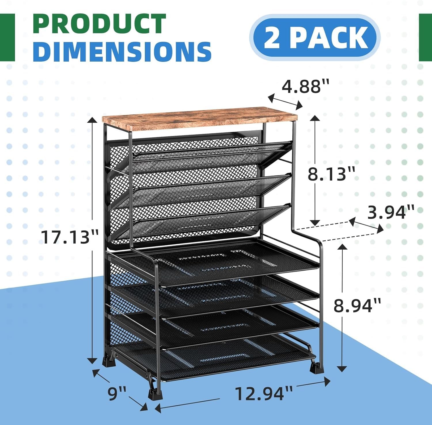 7 Tier File Organizer Desk Accessories For Office Home School Tray Black