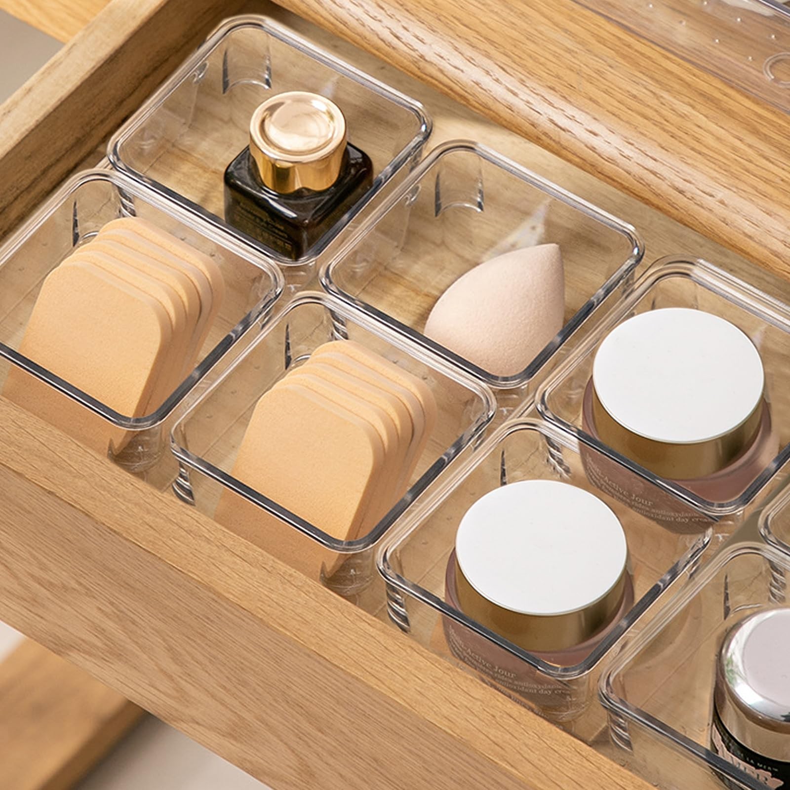 QoTang 8 PCS Stackable Clear Drawer Organizers 3″ x x 2″ Transparent