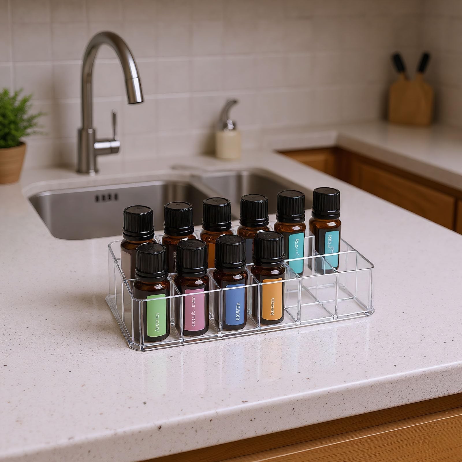 Essential Oil Organizer Holder, 12Slots Storage Transparent