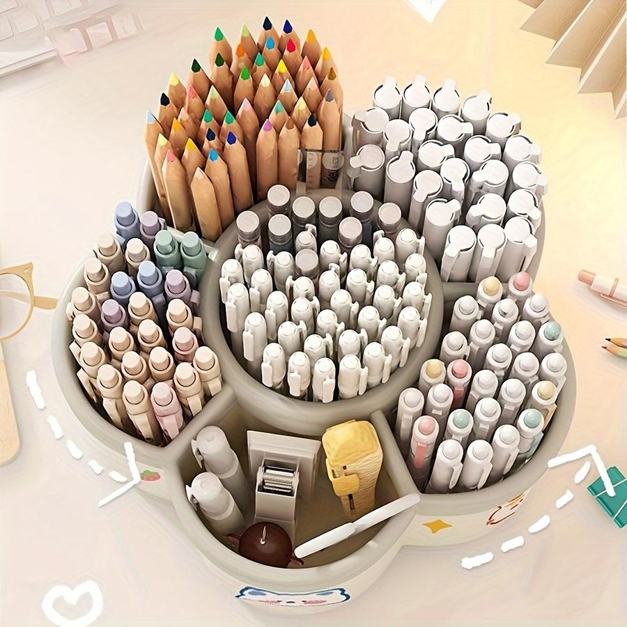 360° Rotating Cute Pen Holder Large Capacity Desktop Stationery Storage