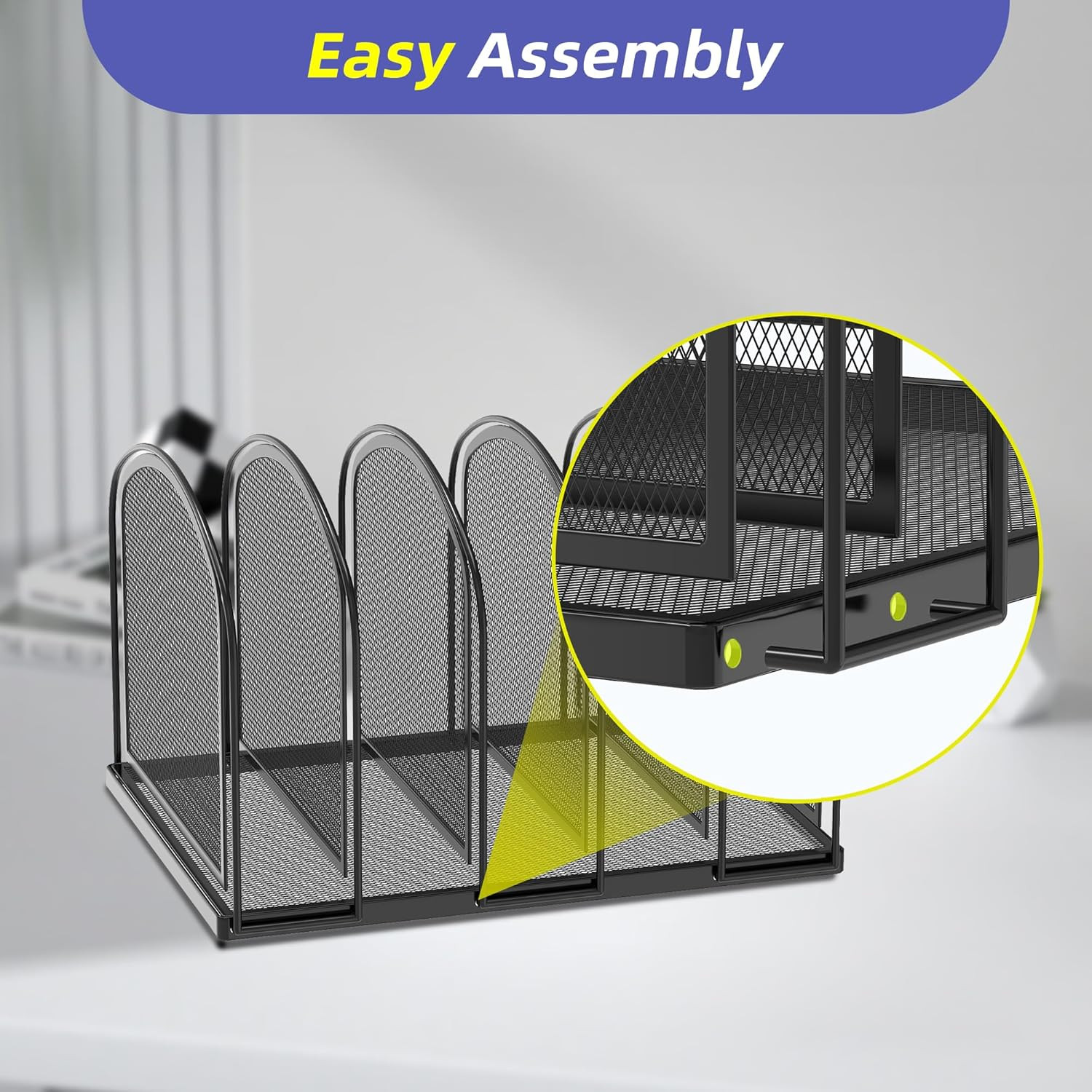 File Organizer for Desk, 5-Section Mesh Desk Organizer, Vertical File