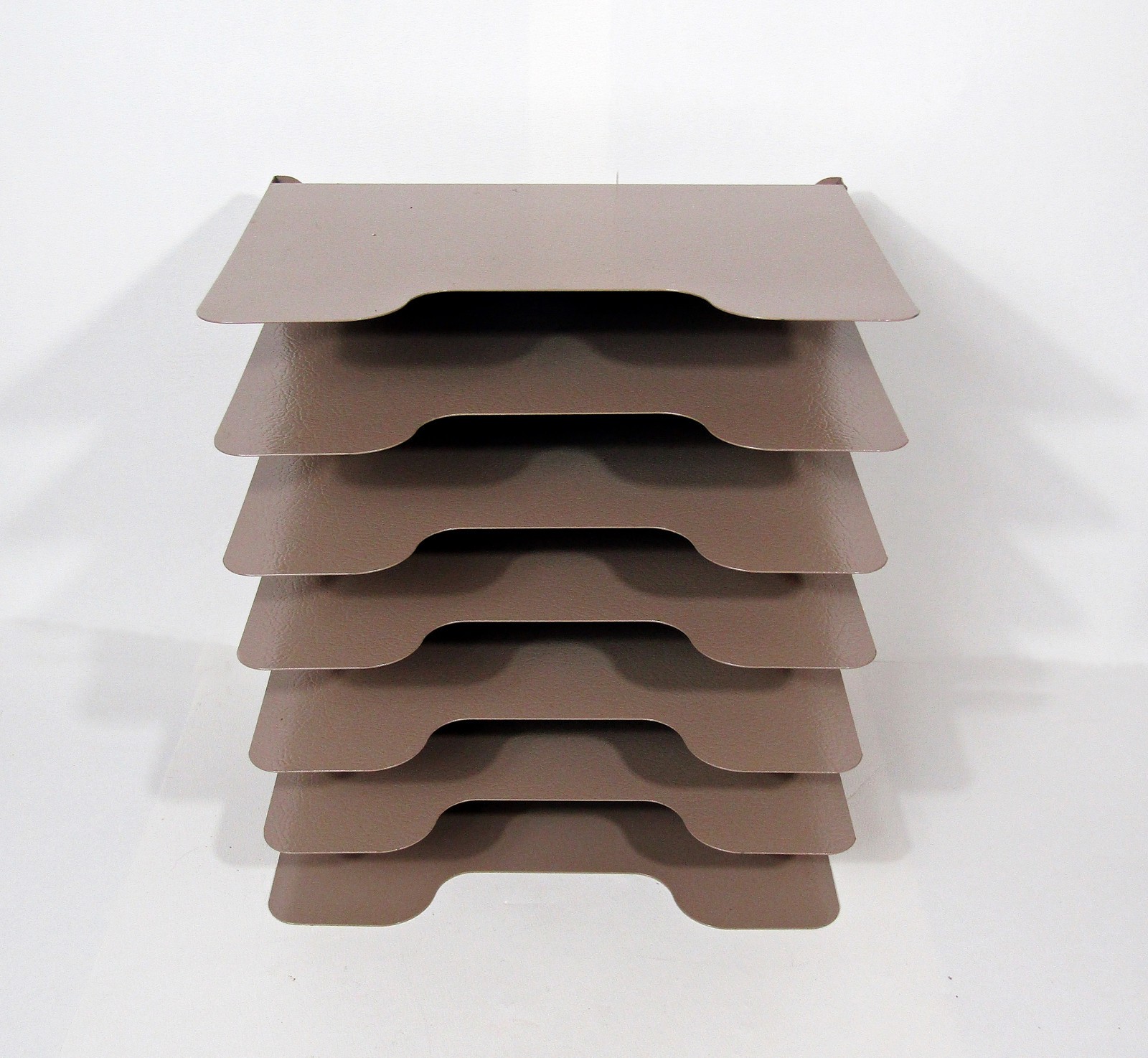 Vintage Wall-Mount Steel Letter File Organizer – 7-Tier Taupe Desk/Office