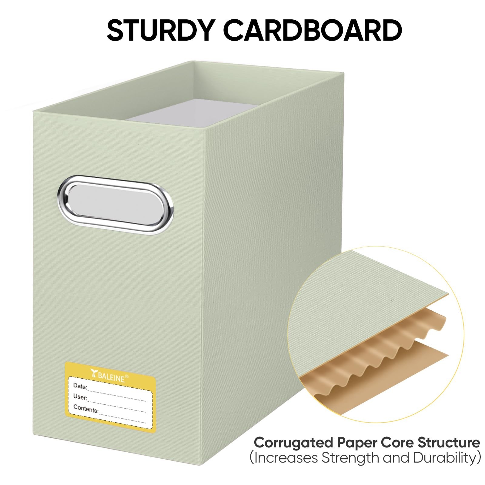 BALEINE File Organizer Box, Cardboard 12.25 x 5.38 x 9.75 inches, Beige