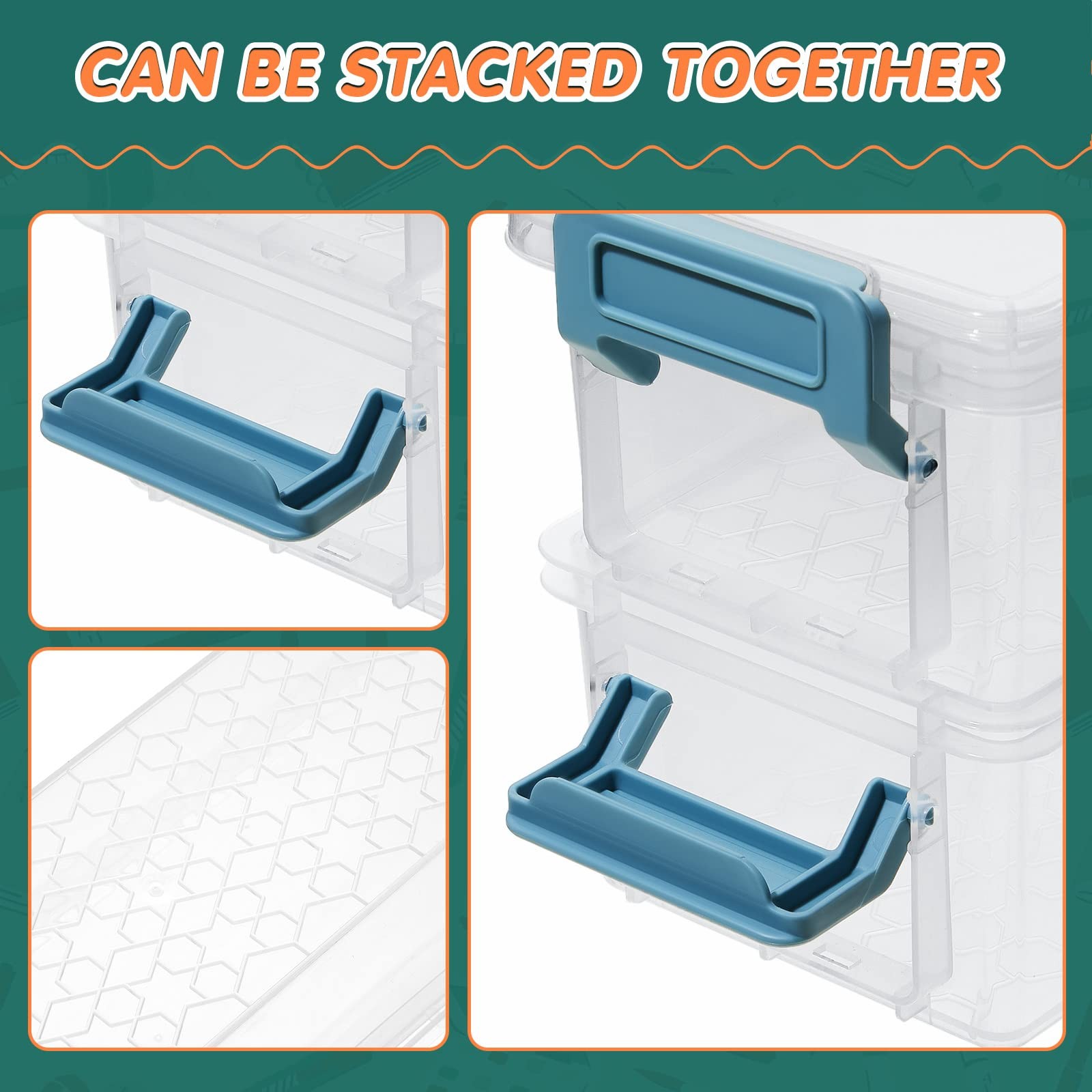 8 Pcs Plastic Pencil Case Stackable Clear Pencil Box with Latching Lid Long