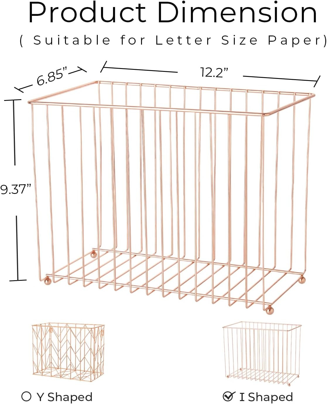1 Pack Rose Gold Desktop Hanging File Organizer | 12 Pack Rose Gold Pocket Hangi