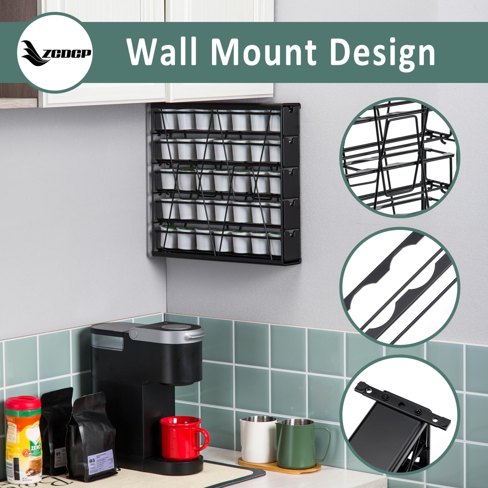 ZCDCP for K Cup Coffee Pod Holder, K 13.5 x 3.3 x 16.1 inches, black
