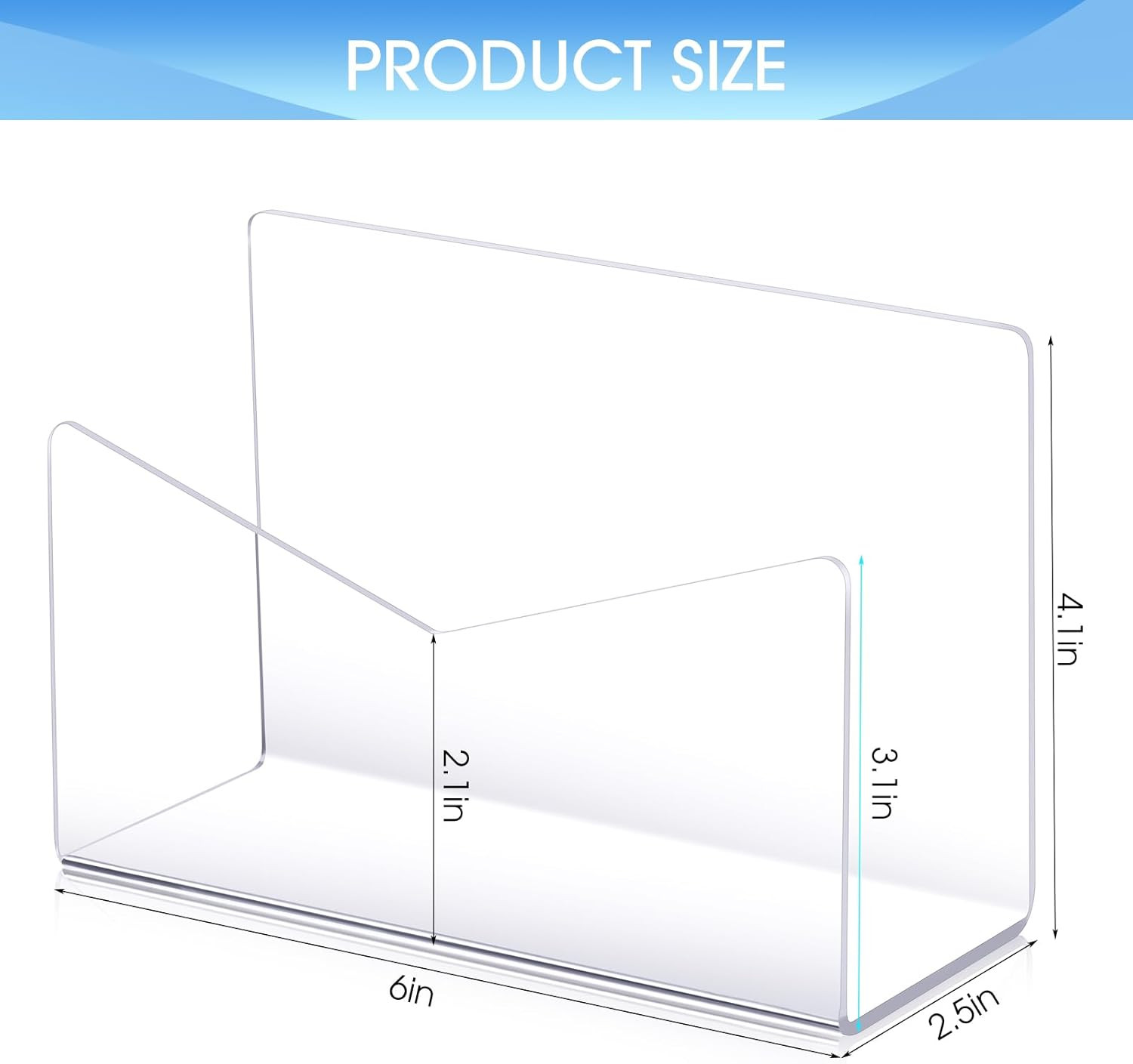 2 Pcs Acrylic Mail Organizer Countertop 6 x 2.5 x 4 Inches Clear Letter Holder f