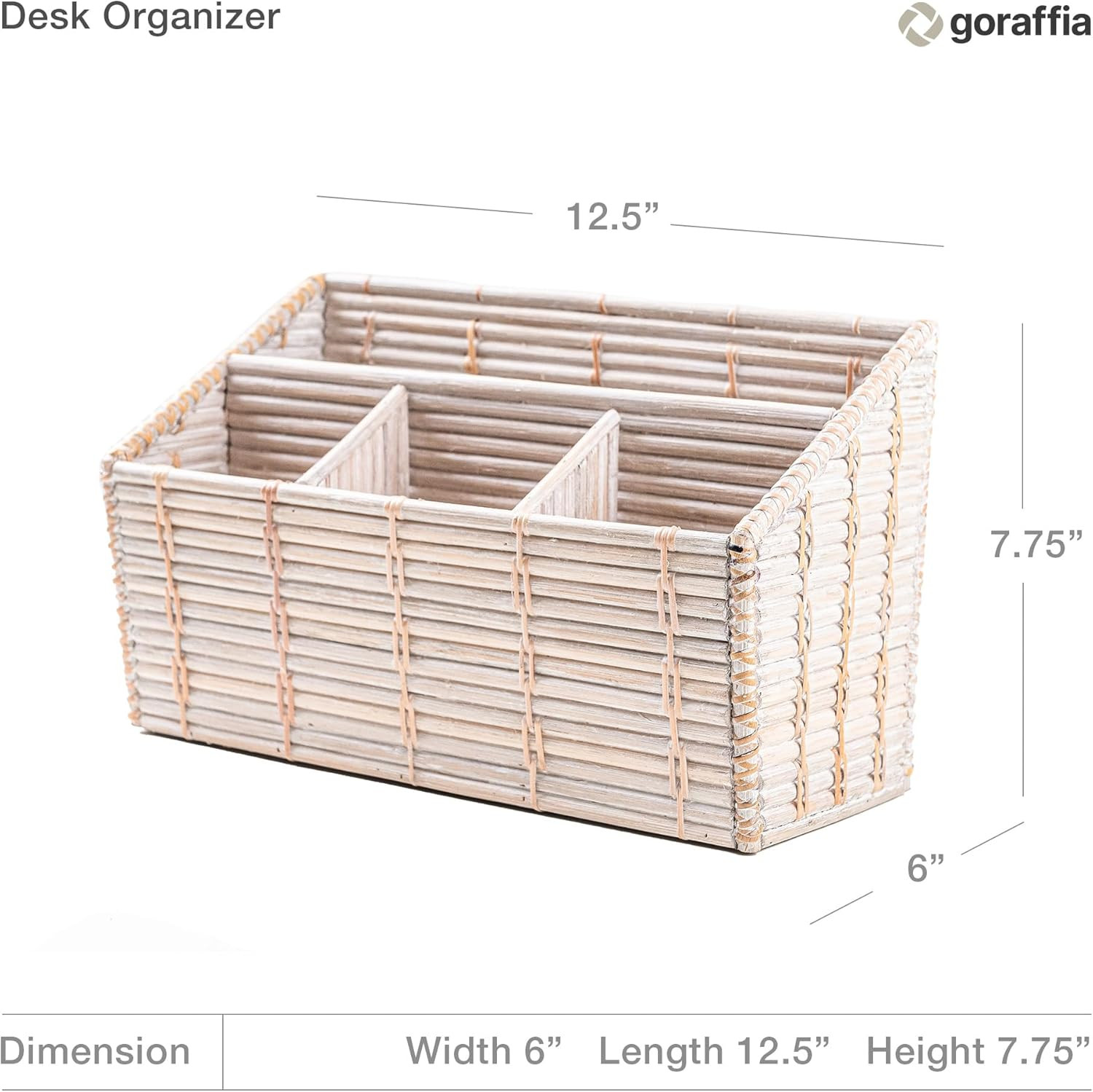 Rattan Desk Organizer – 4-Slot Letter Holder & Mail Organizer Countertop, 12.5″X
