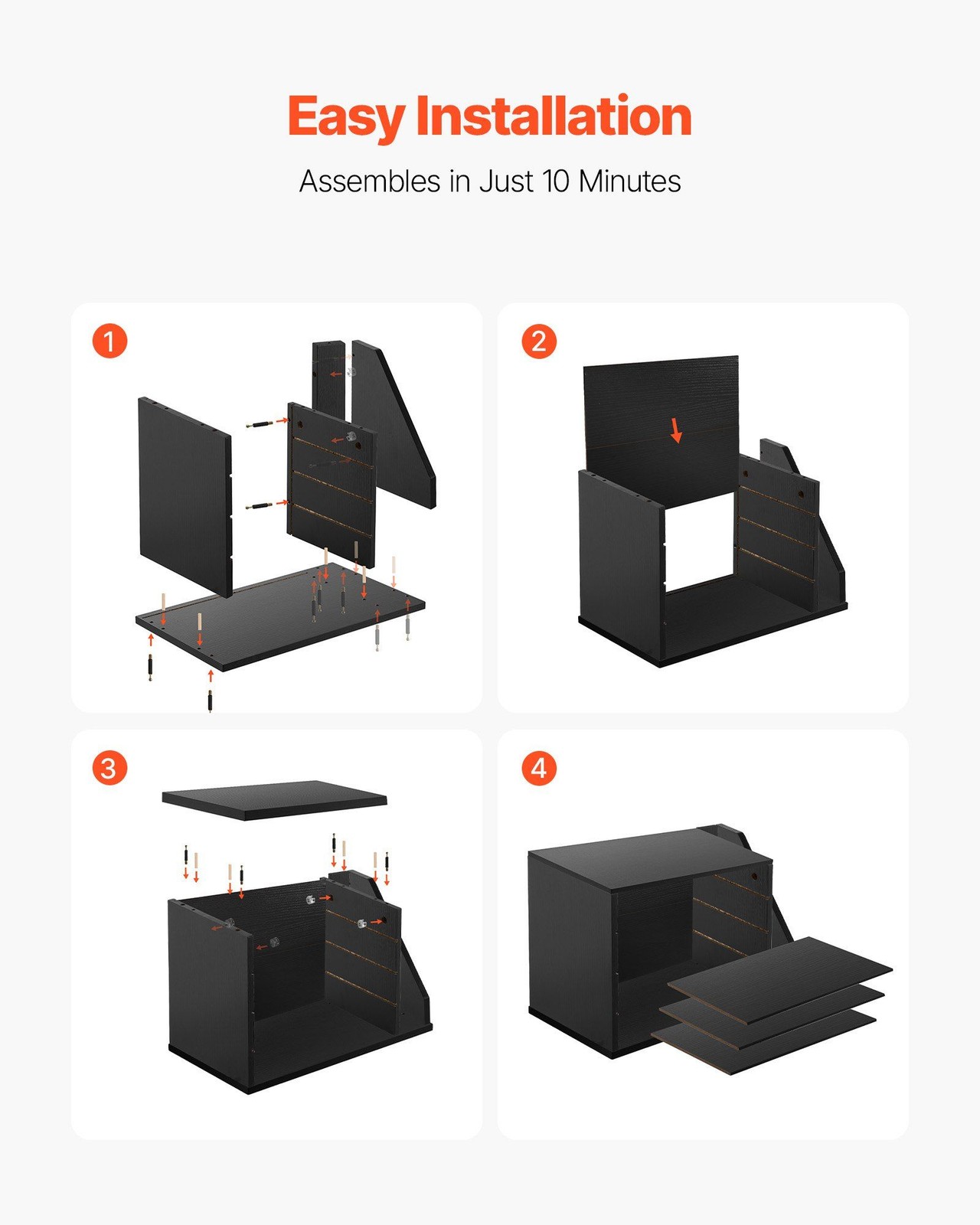 4-Compartment Wooden Mailbox: Desktop Document Organizer with Side File Holder