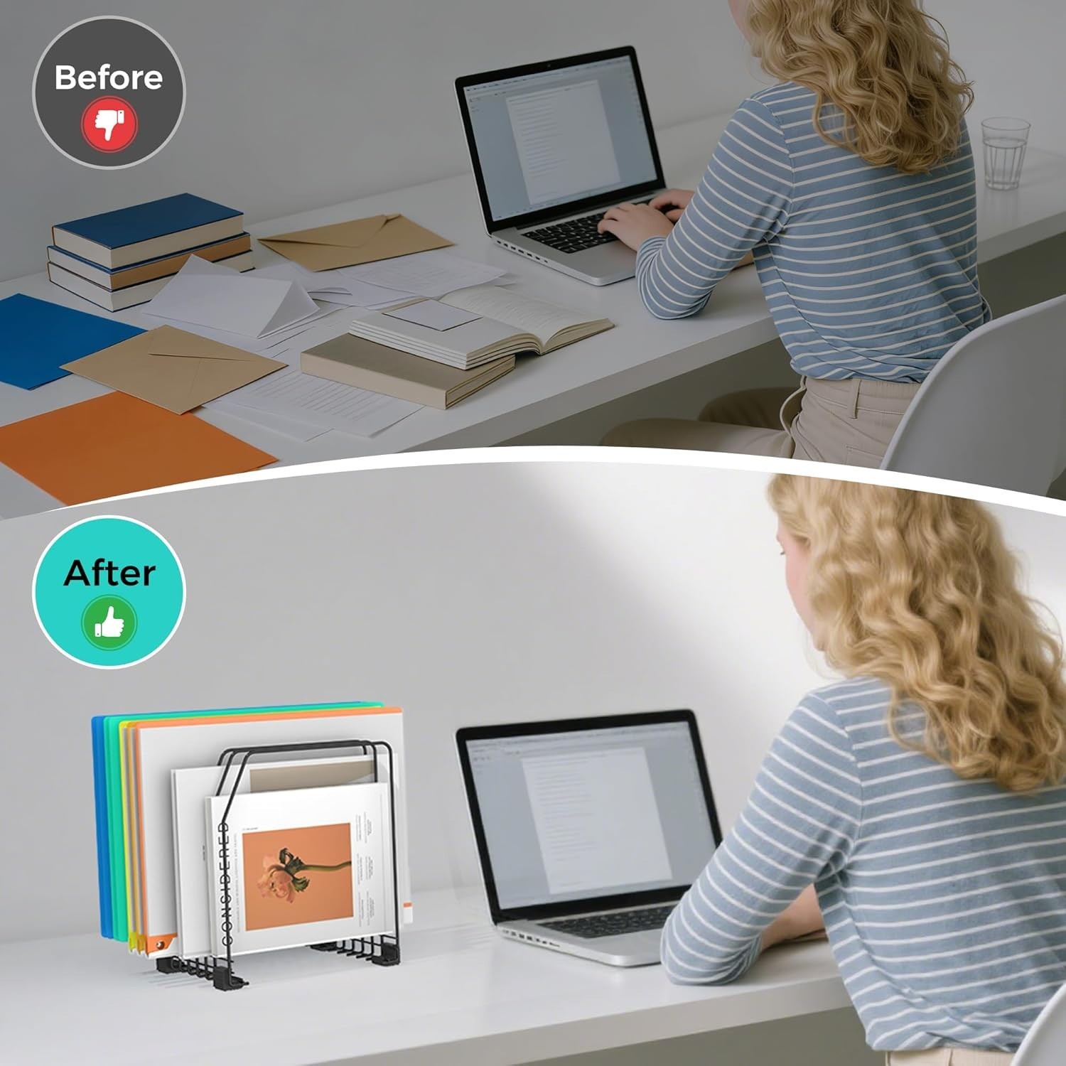 Space-Saving Vertical File Holder – 7 Compartments for Office and Home