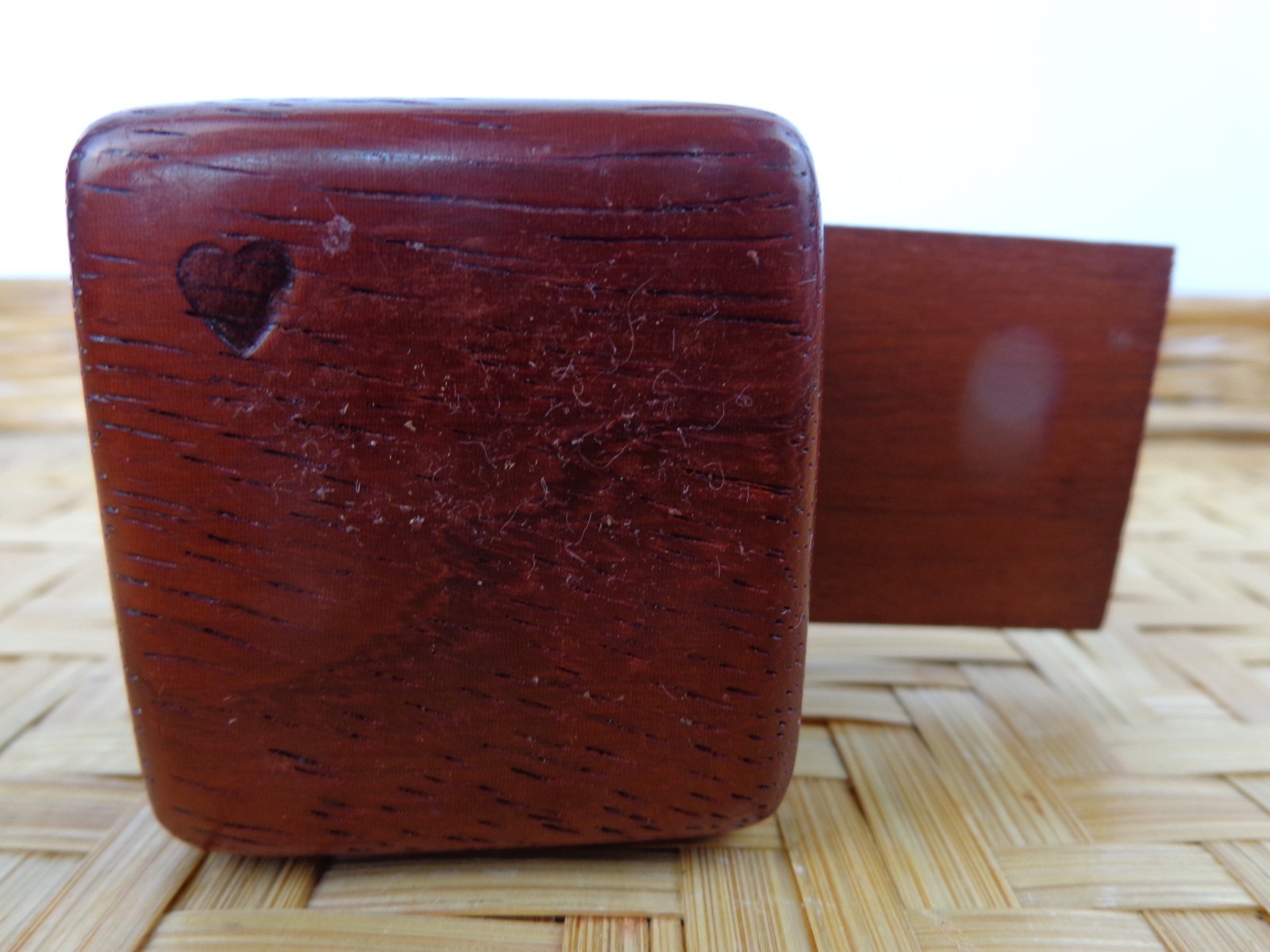 Wooden Stamp Holder Dispenser Handmade Inlaid Design Desk Office Decor