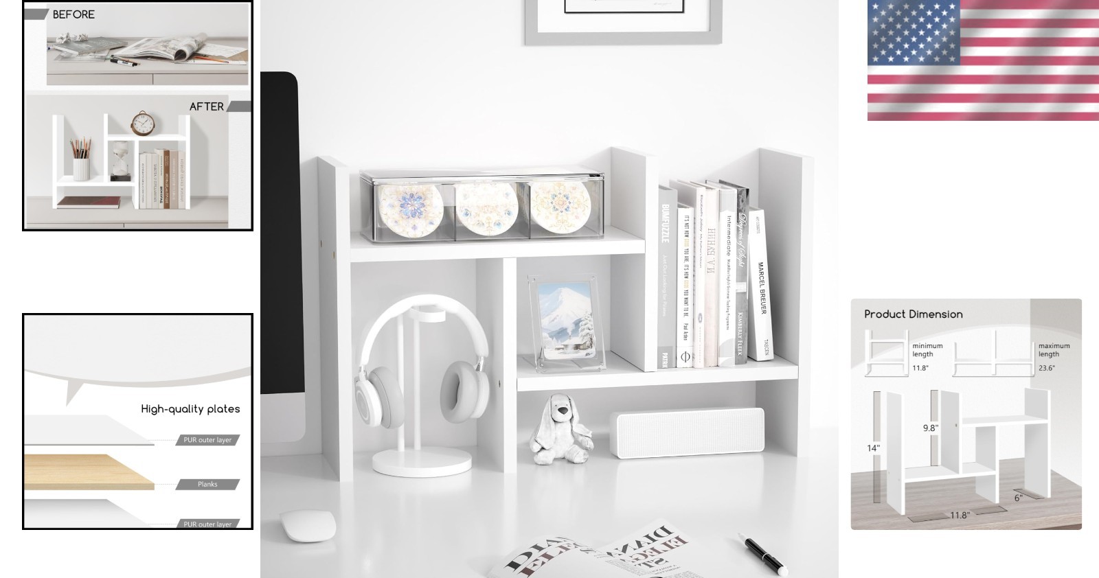 Stylish Art Deco Desktop Organizer – Lightweight & Adjustable Storage Solution