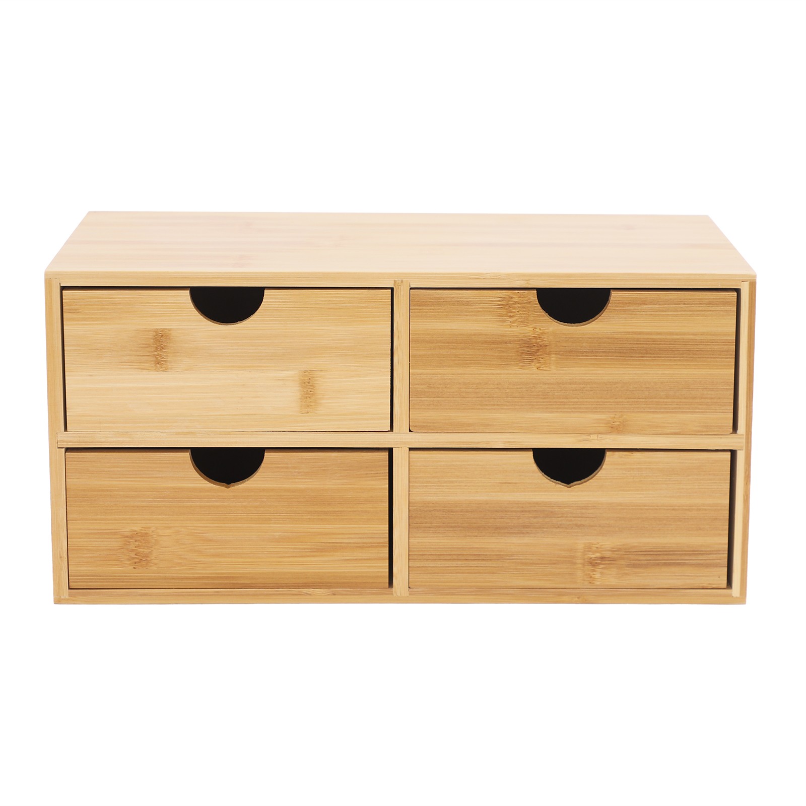 Bamboo Desk Organizer with 4 Drawers, Office Tabletop Storage Organization Box