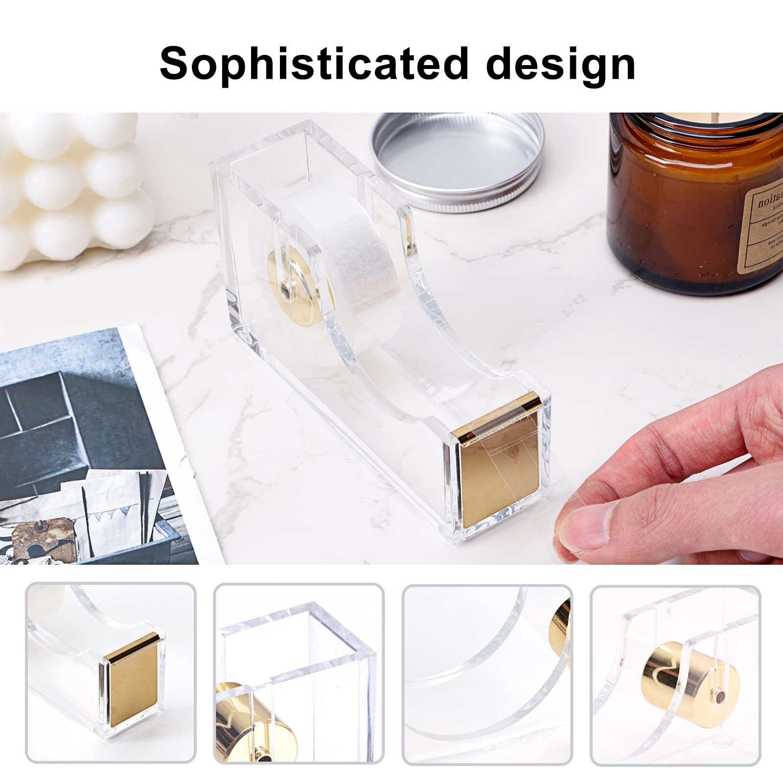 EOOUT Gold Office Supplies Set Desk Accessories Acrylic Stapler Set Staple Re…