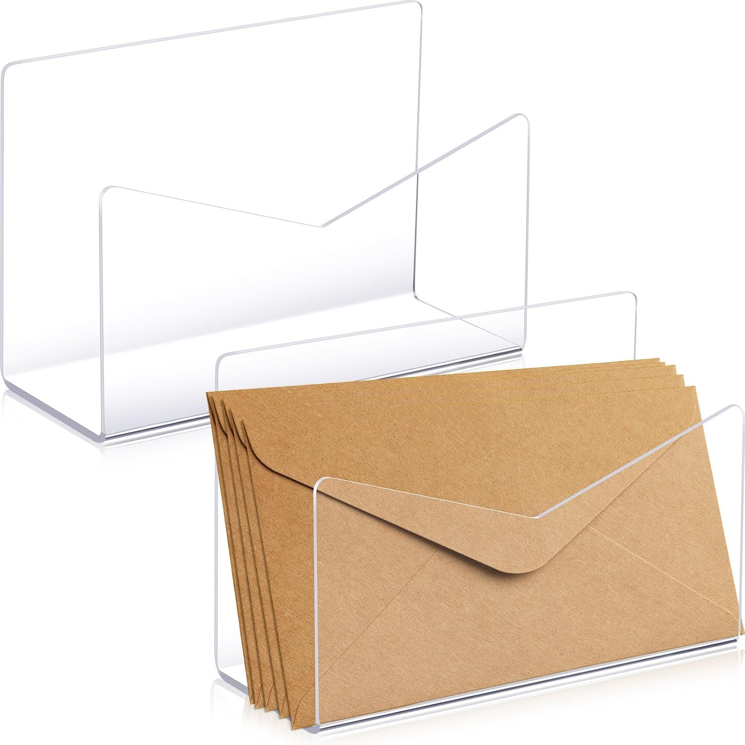 2 Pcs Acrylic Mail Organizer Countertop 6 x 2.5 x 4 Inches Clear Letter Holder f