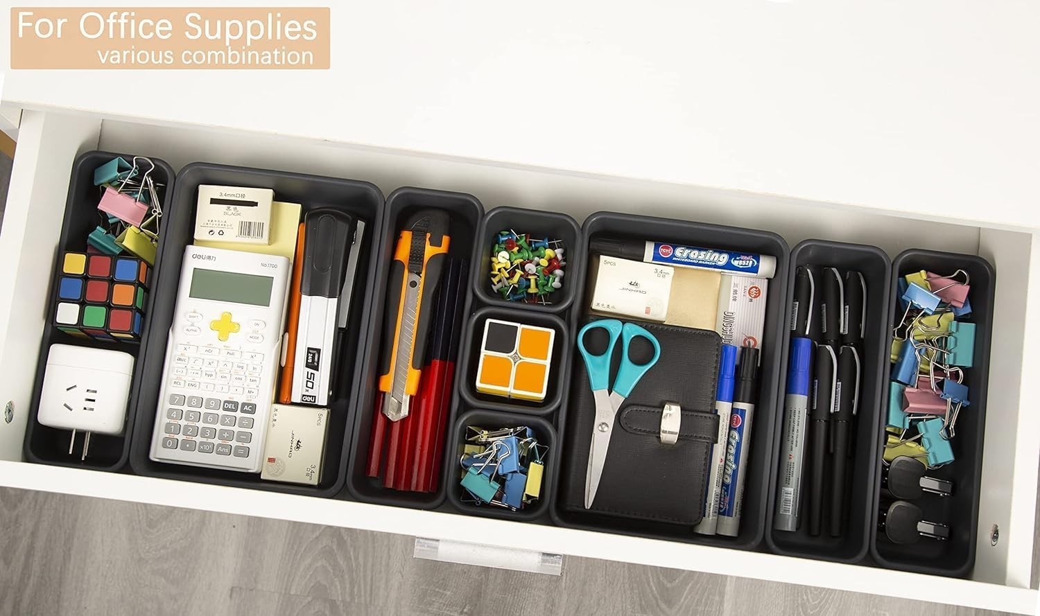 15 PCS Interlocking Desk Drawer Organizer Separator for Office,Bathroom,Kitch…