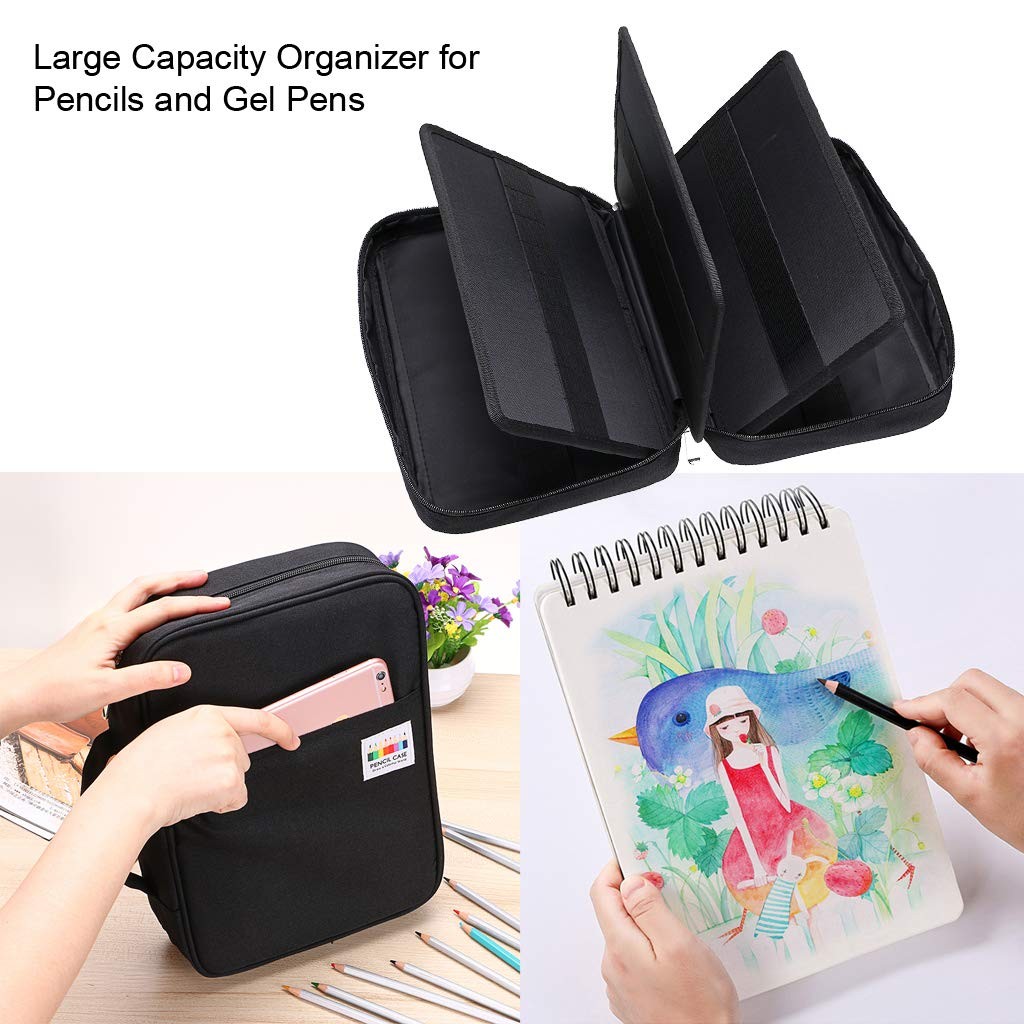 Colored Pencil Case 220 Slots Pen Pencil Bag Organizer with Handy Wrap Portab…