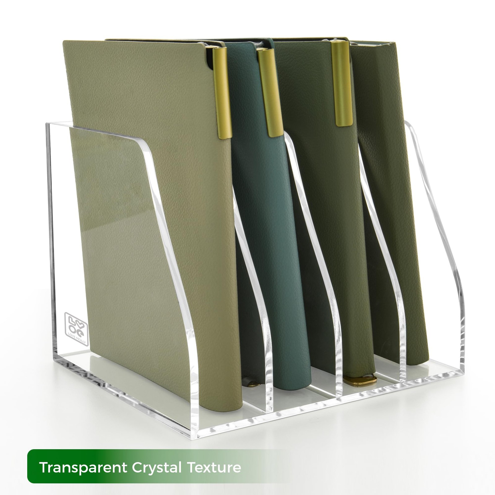 Lovemolly Acrylic Magazine File Holder – 4-Slot Clear B5, 4 Sections,